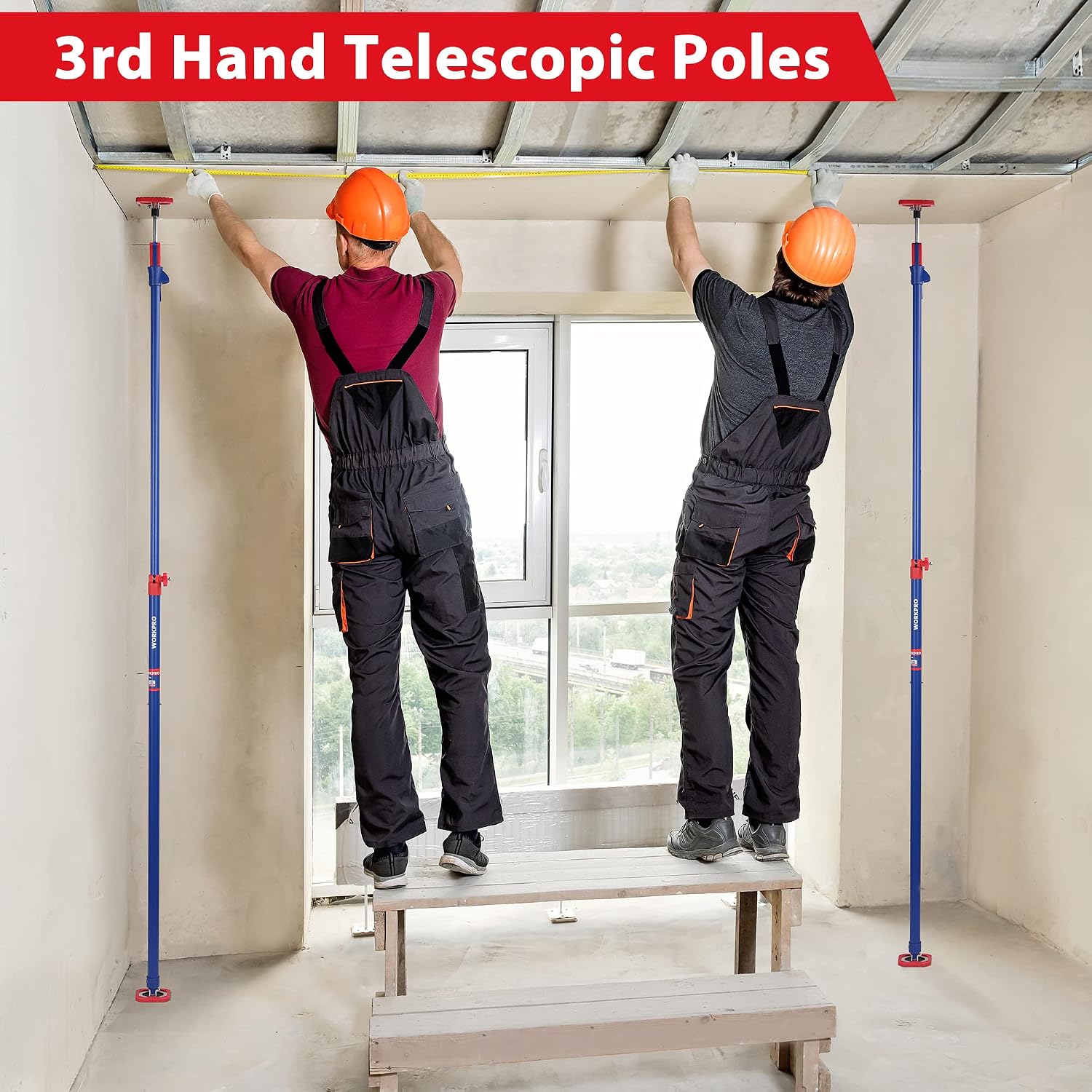 WORKPRO Cabinet Jack Support Pole, 54-114 in Adjustable, 154 lbs, 4-Pack - Image 8