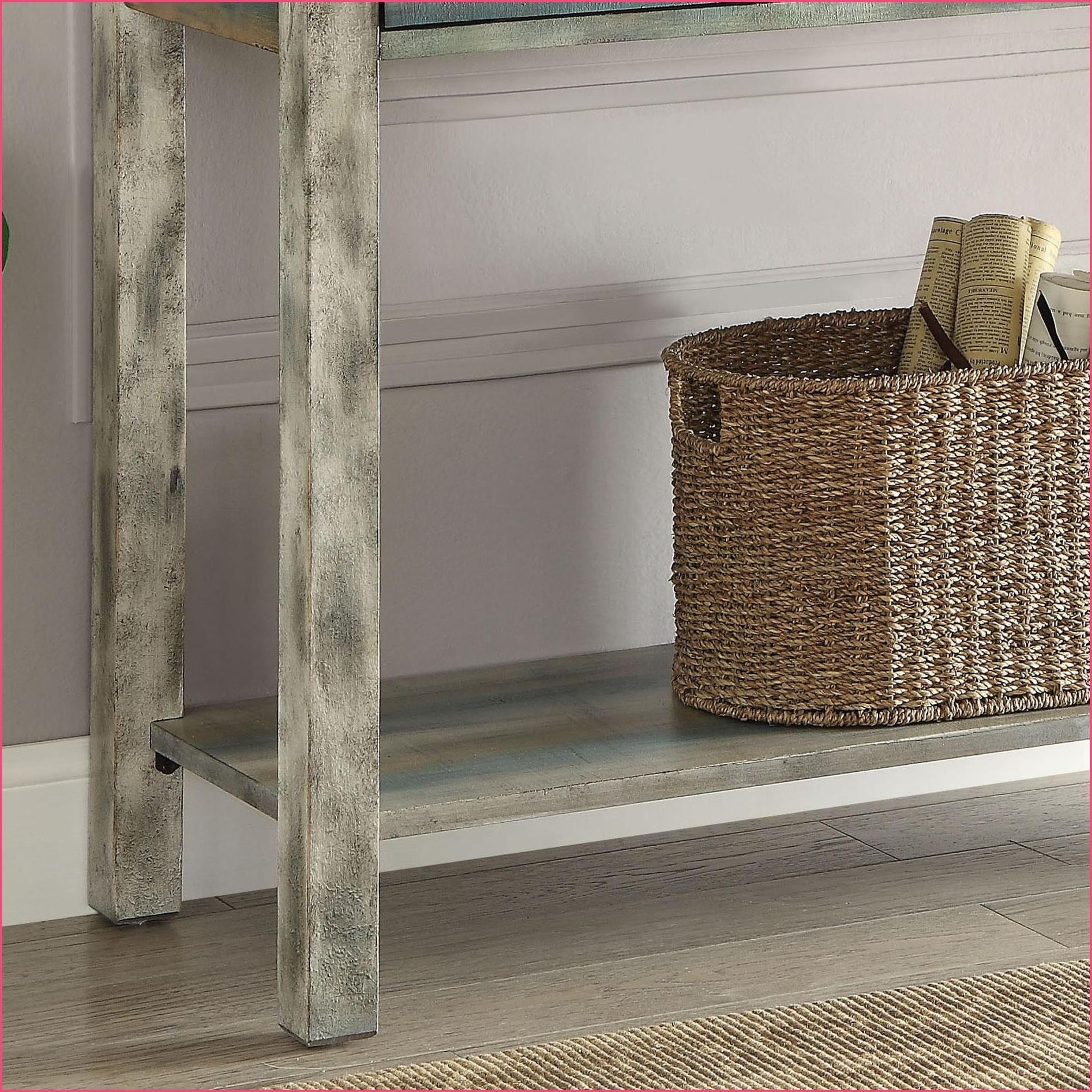 Watnature Antique Grey amp Teal Vintage Console Table with 3 Drawers Timeless Living Room Storage amp Charm - Image 4