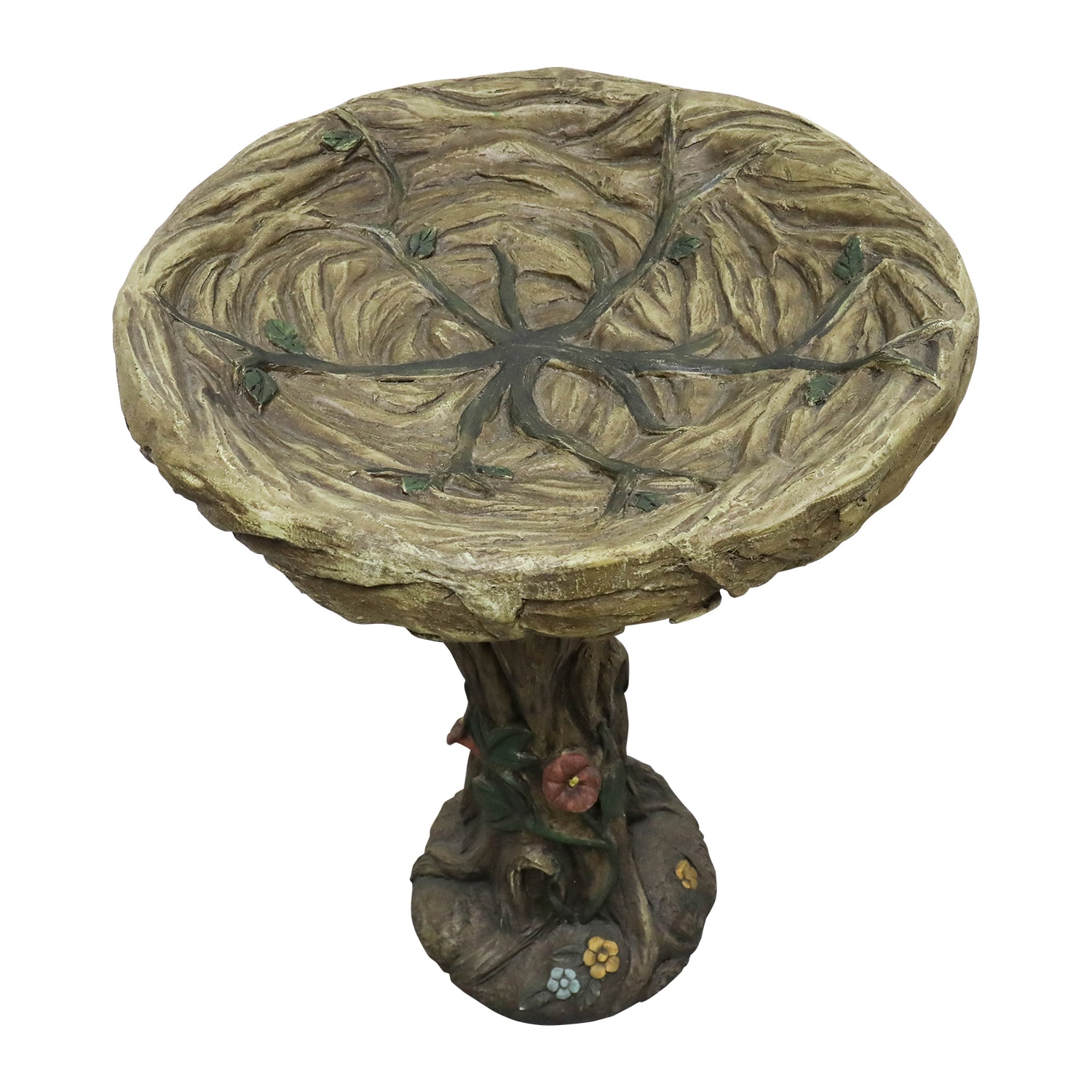 SunJet 25 Inch Heigh WoodLook Concrete Bird Bath with Decorative Faux Bird birdbath Rustic and LongLasting Design Enhances Garden Patio Yard Lawn Decor - Image 4
