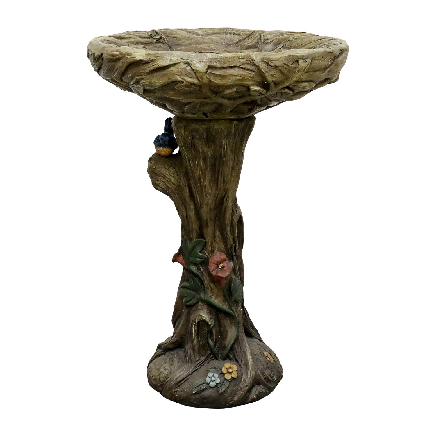 SunJet 25 Inch Heigh WoodLook Concrete Bird Bath with Decorative Faux Bird birdbath Rustic and LongLasting Design Enhances Garden Patio Yard Lawn Decor - Image 13