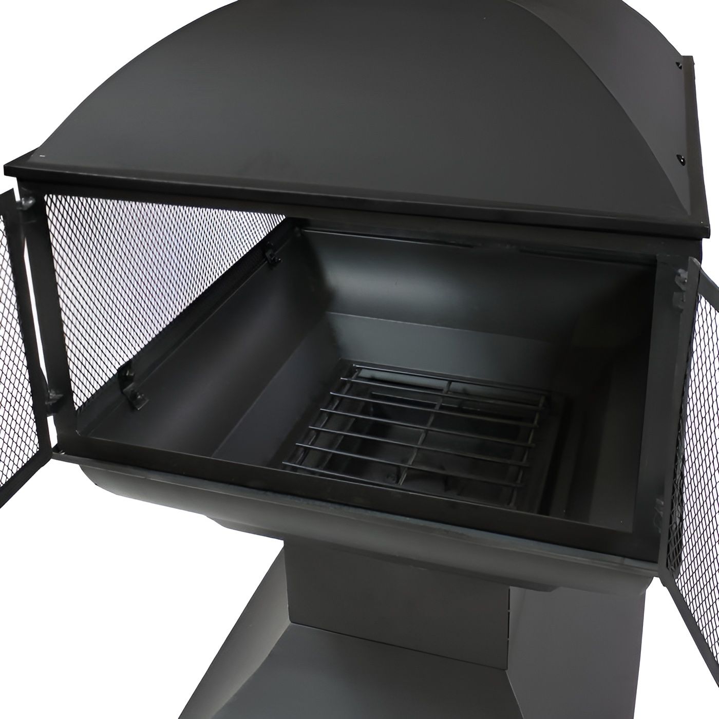 Slickblue Black Steel Wood Burning Chiminea Fire Pit with Log Grate Poker Ash Pan for Patio Deck Backyard 20.5 W - Image 3
