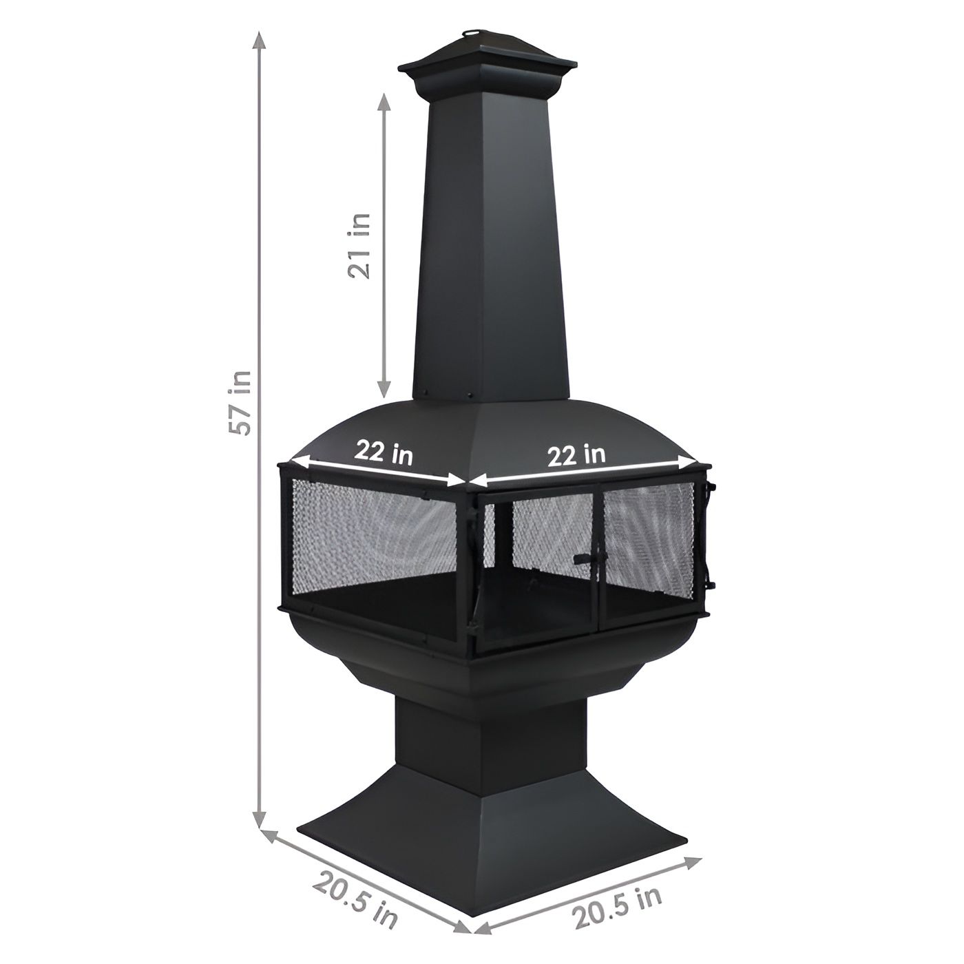 Slickblue Black Steel Wood Burning Chiminea Fire Pit with Log Grate Poker Ash Pan for Patio Deck Backyard 20.5 W - Image 4