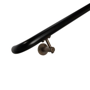 Concept Fusion 13 Foot L Industrial Aluminum Round ADA Returns to Wall Complete Indoor/Outdoor Straight Handrail Grab Bar Kit Bronze and Black Powder Coated Finish