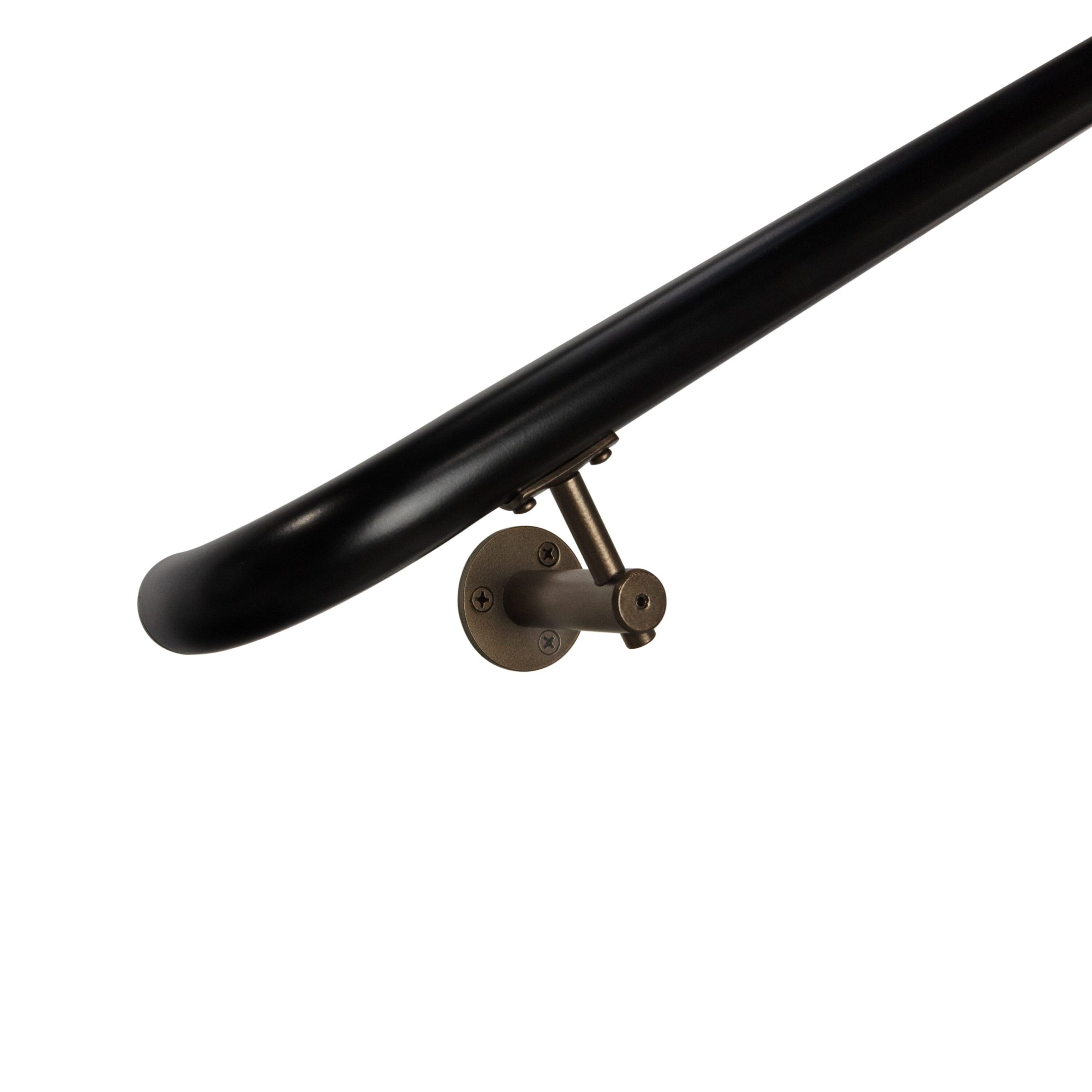 Concept Fusion 14 Foot L Industrial Aluminum Round ADA Returns to Wall Complete Indoor/Outdoor Straight Handrail Grab Bar Kit Bronze and Black Powder Coated Finish