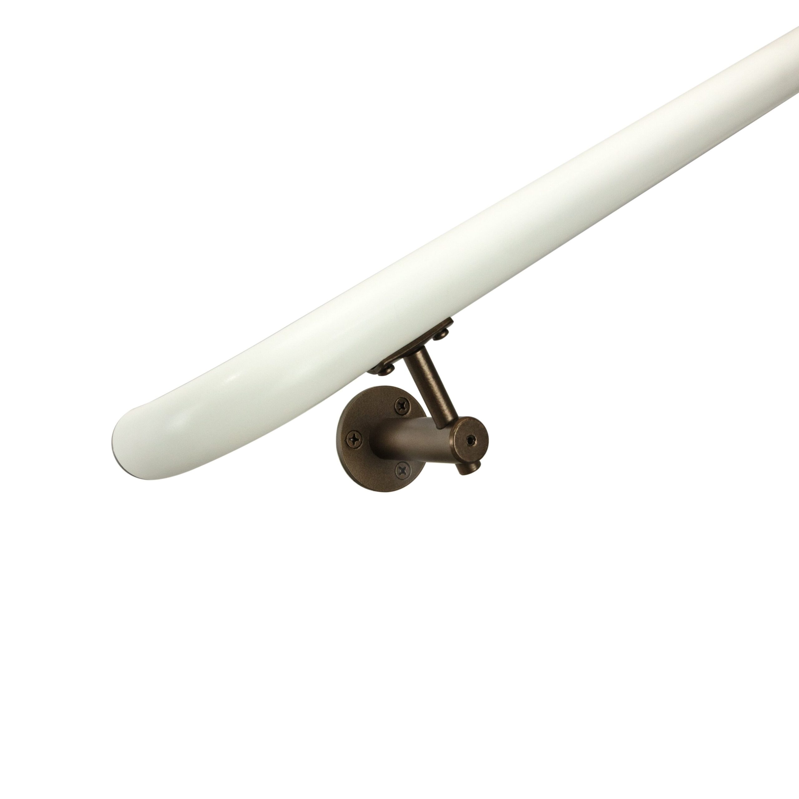 Concept Fusion 3 Foot L Industrial Aluminum Round ADA Returns to Wall Complete Indoor/Outdoor Straight Handrail Grab Bar Kit Bronze and White Powder Coated Finish