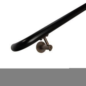 Concept Fusion 4 Foot L Industrial Aluminum Round ADA Returns to Wall Complete Indoor/Outdoor Straight Handrail Grab Bar Kit Bronze and Black Powder Coated Finish