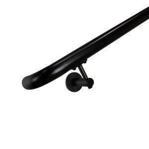 Concept Fusion 15 Foot L Industrial Aluminum Round ADA Returns to Wall Complete Indoor/Outdoor Straight Handrail Grab Bar Kit Black Powder Coated Finish