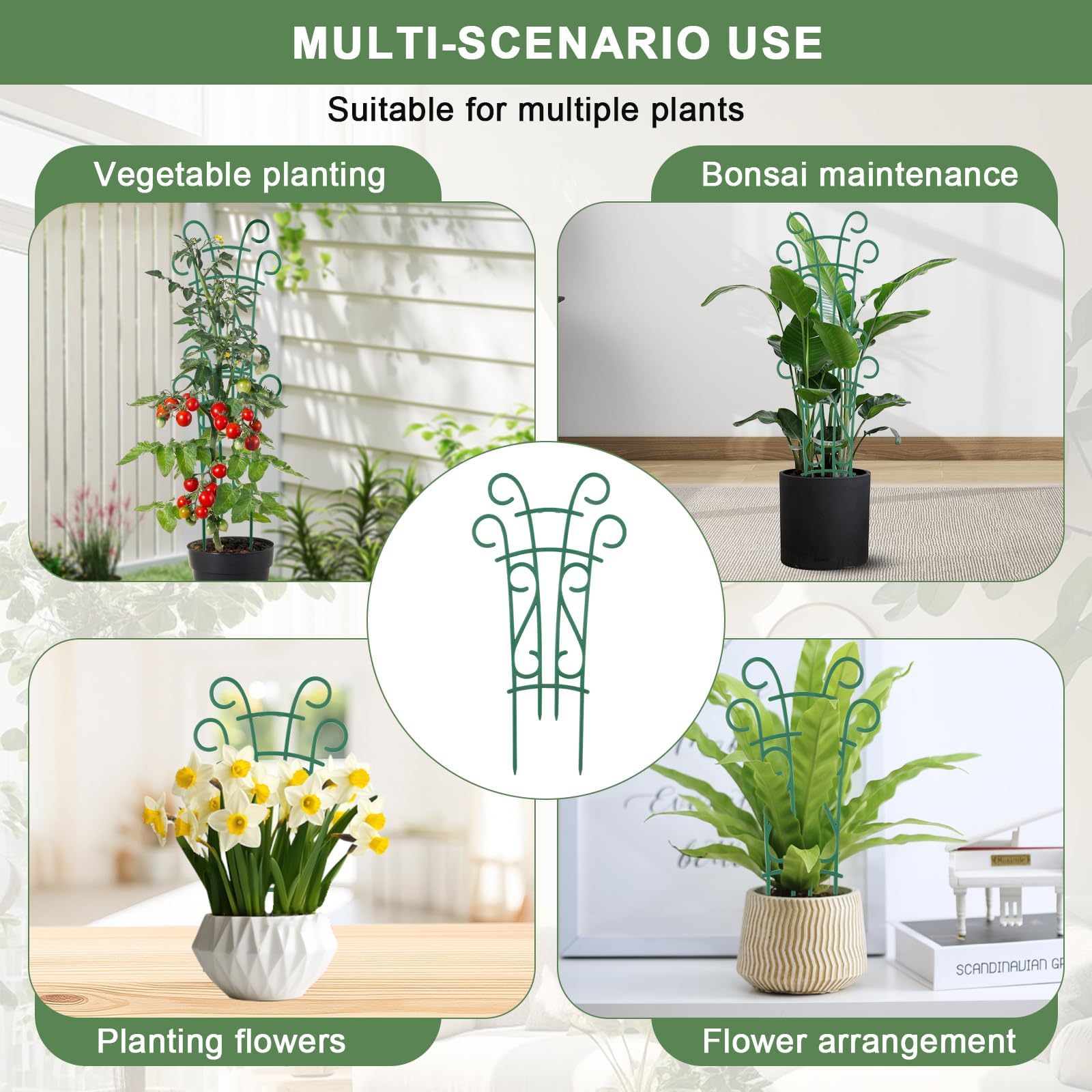 Etokfoks 6 Pack Stackable Plant Trellis 14.17 Inch Tall or 22.44 Inch Combined Durable Plastic Support for Climbing Potted Indoor Outdoor Plants - Image 6