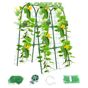 Etokfoks U Shape Garden Trellis 1 Piece Green Metal Arch Plant Support for Climbing Vegetables 31.5 in L x 21.6 in W x 47.2 in H Raised Bed