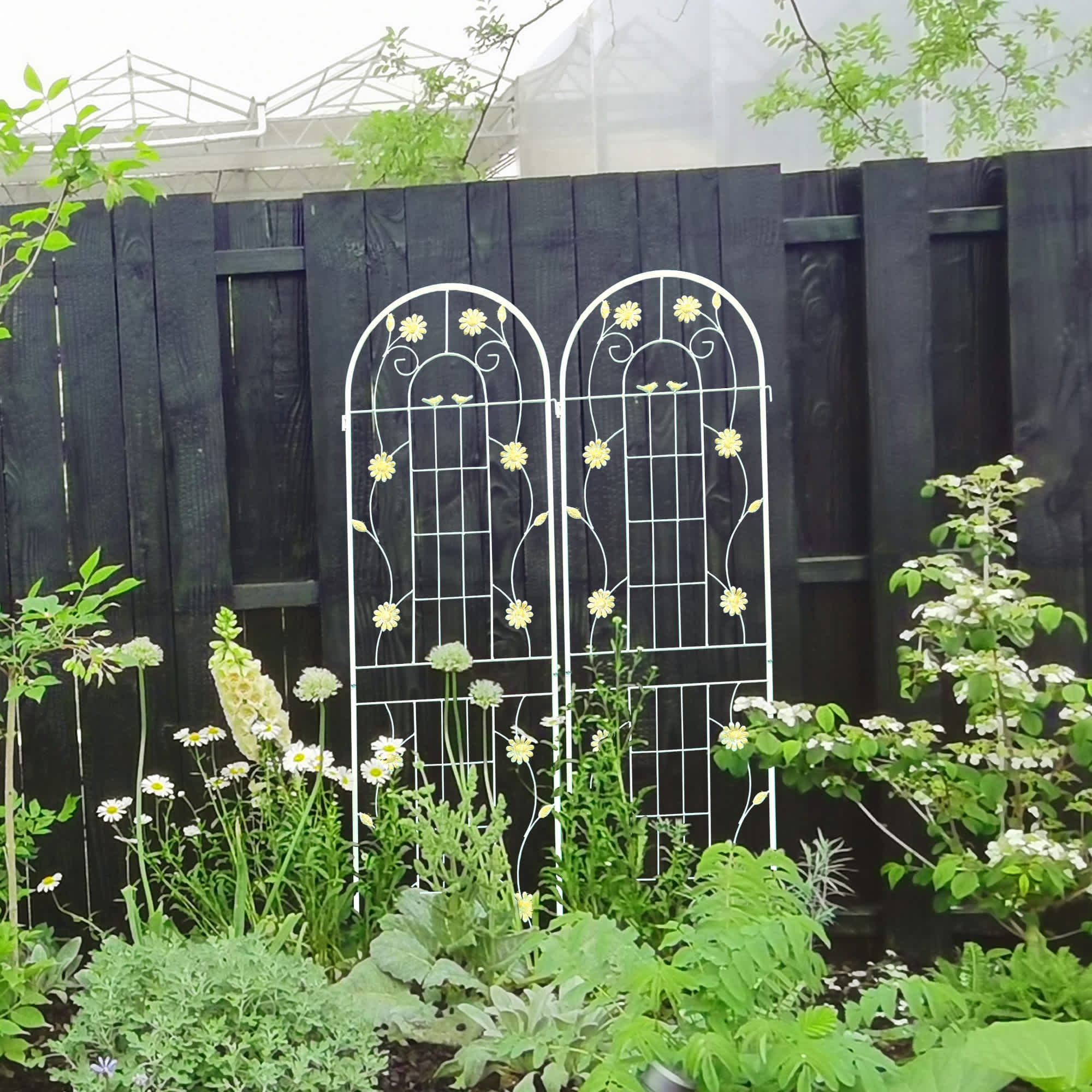 Aoibox 4 Pack Metal Garden Trellis 71 inch High 19.7 inch Wide Rustproof Outdoor Trellis for Climbing Plants Flower Support Cream White - Image 10