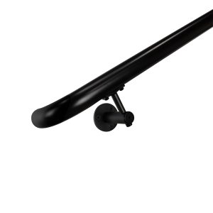 Concept Fusion 13 Foot L Industrial Aluminum Round ADA Returns to Wall Complete Indoor/Outdoor Straight Handrail Grab Bar Kit Black Powder Coated Finish