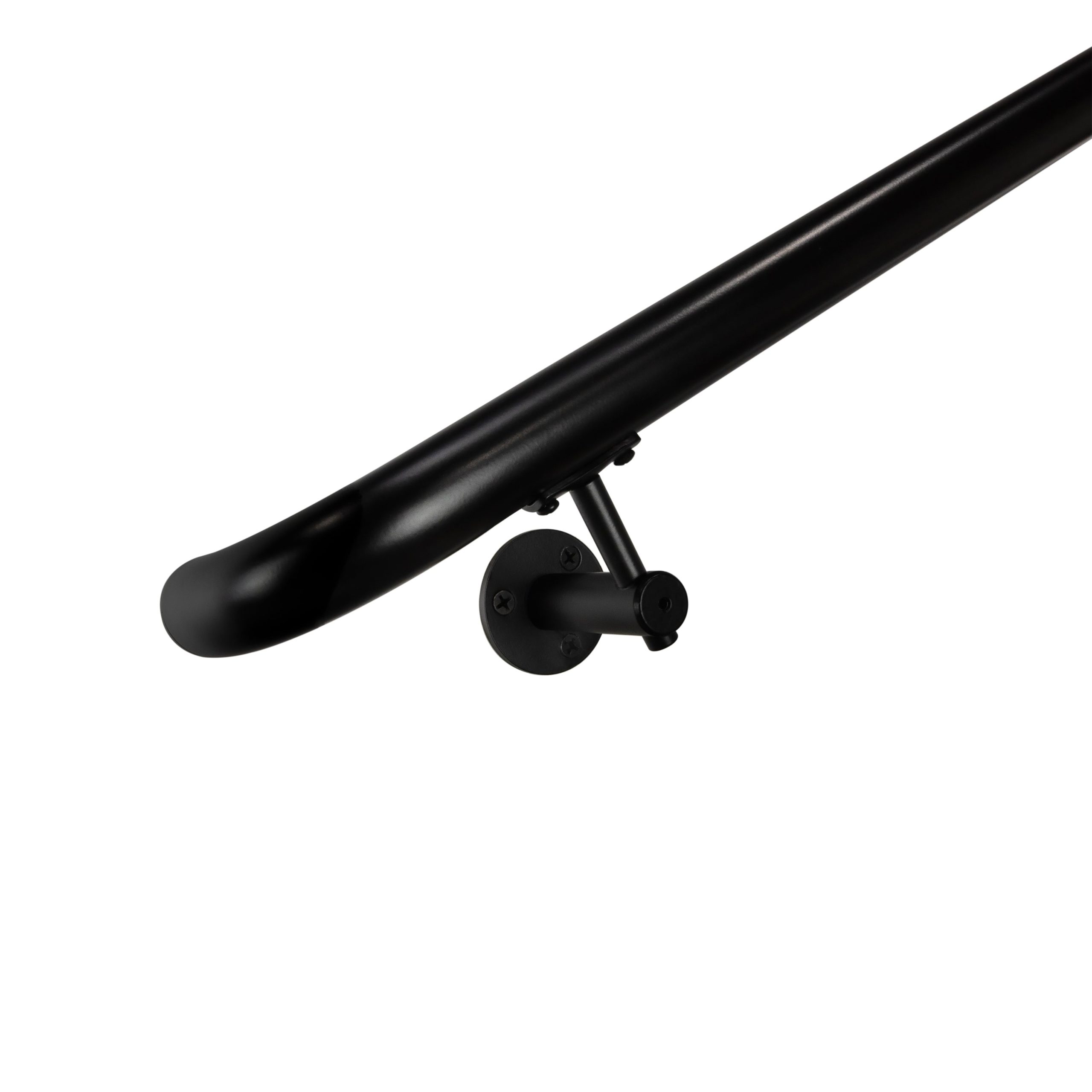 Concept Fusion 13 Foot L Industrial Aluminum Round ADA Returns to Wall Complete Indoor/Outdoor Straight Handrail Grab Bar Kit Black Powder Coated Finish