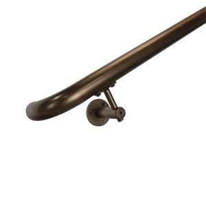 Concept Fusion 7 Foot L Industrial Aluminum Round ADA Returns to Wall Complete Indoor/Outdoor Straight Handrail Grab Bar Kit Bronze Powder Coated Finish