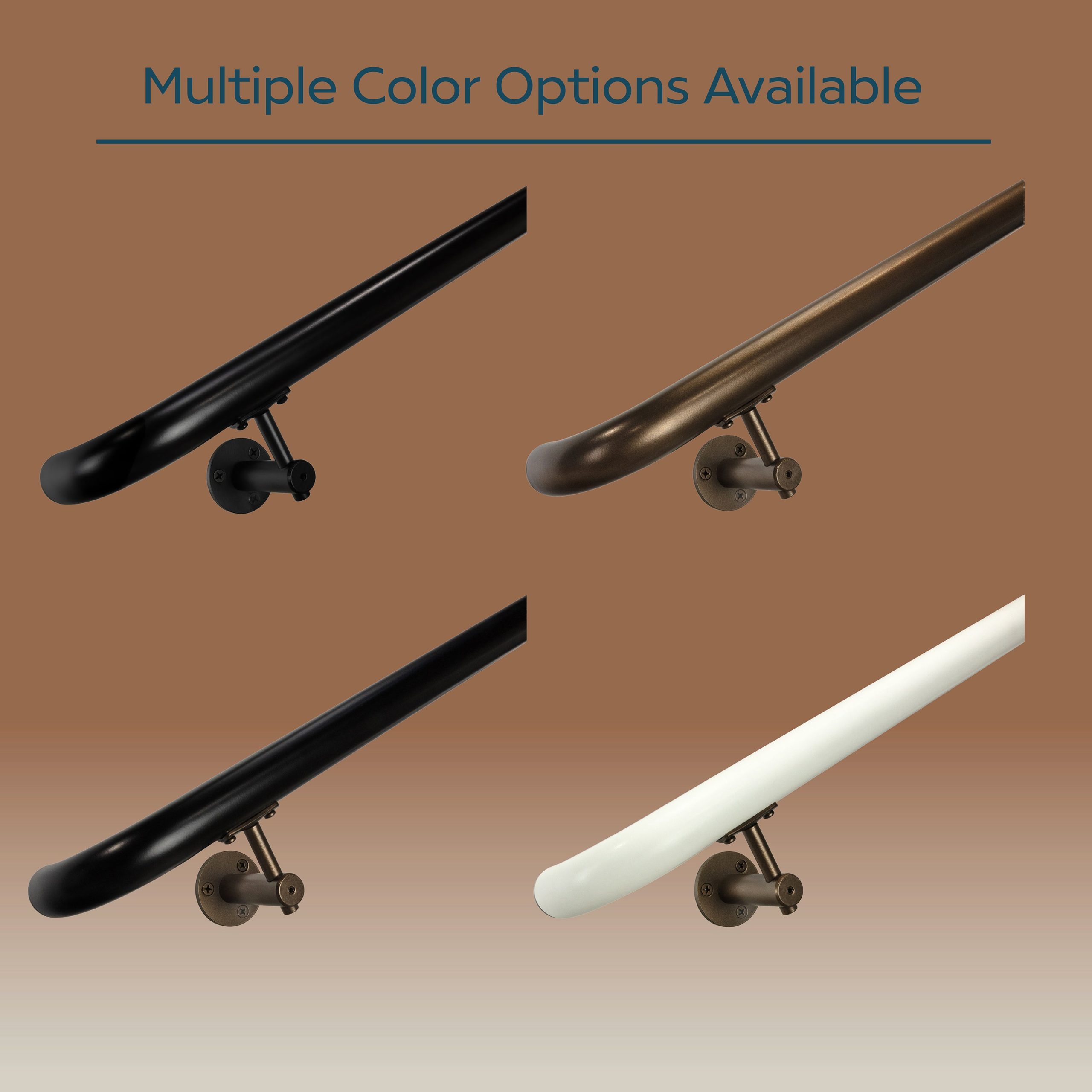 Concept Fusion 13 Foot L Industrial Aluminum Round ADA Returns to Wall Complete Indoor/Outdoor Straight Handrail Grab Bar Kit Black Powder Coated Finish - Image 9