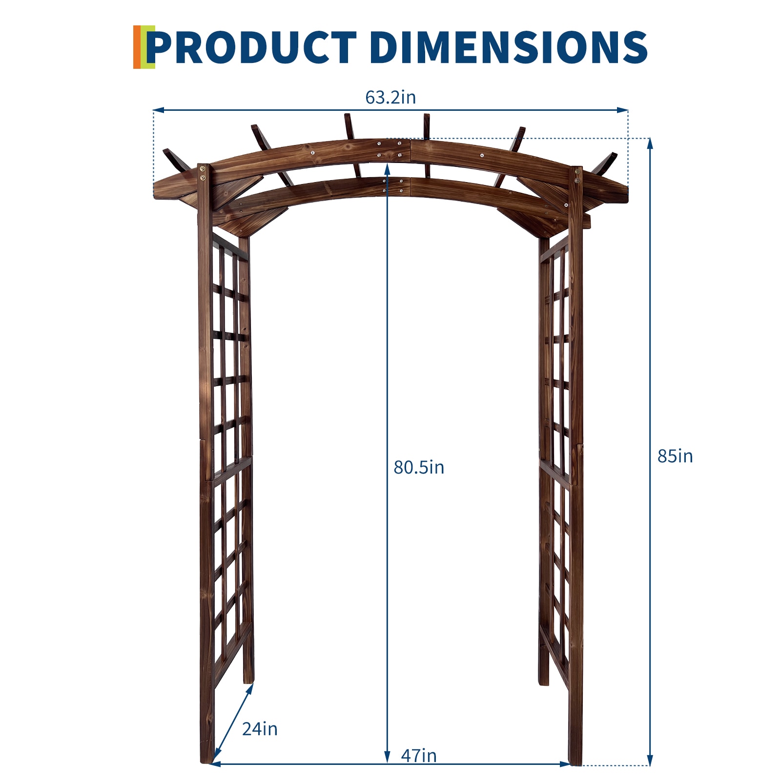 Garvee Wooden Garden Arbor Solid Fir Wood Trellis for Plant Climbing Wedding Ceremony Decoration Pergola for Garden Backyard Lawn Carbonized Wood 85 in - Image 3
