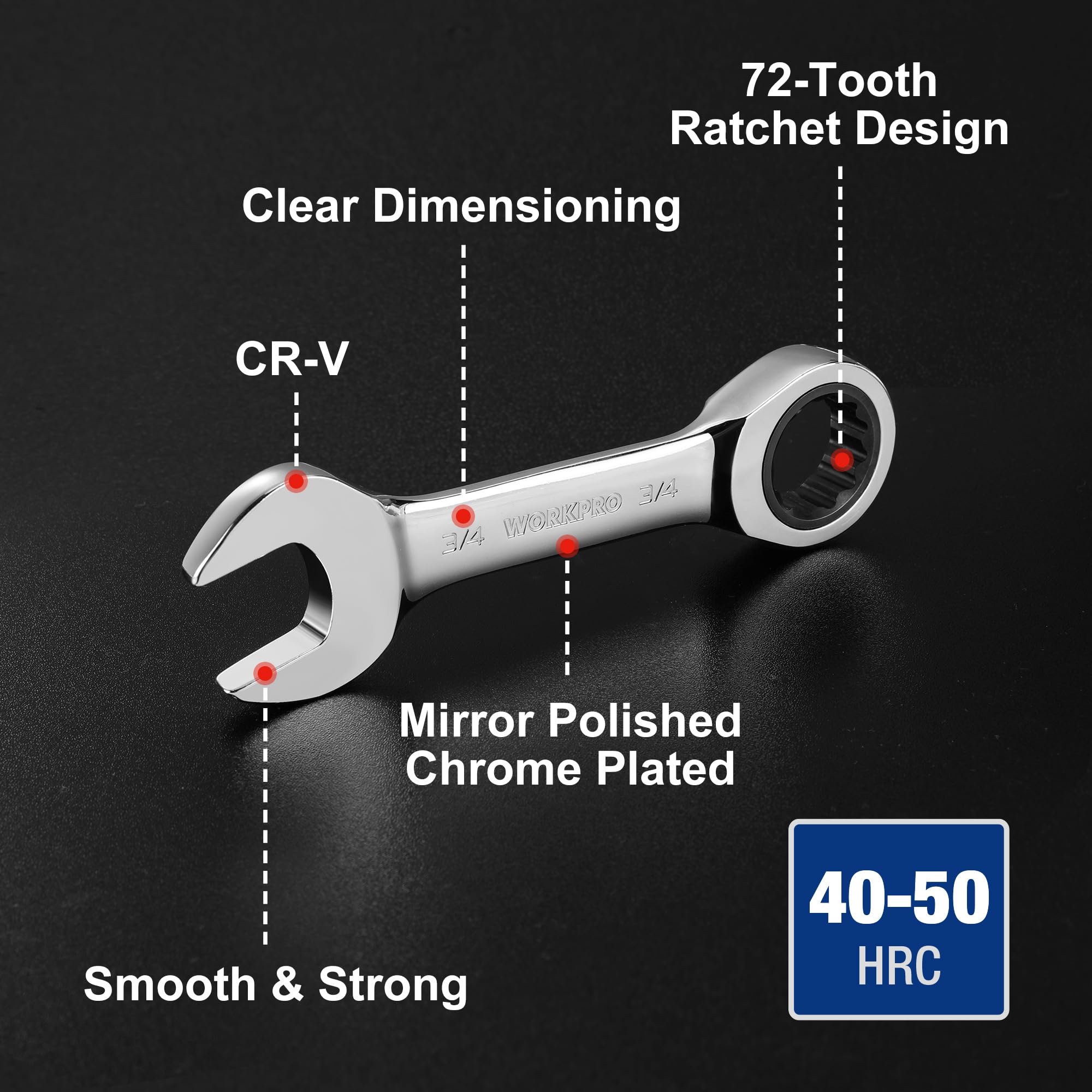 WORKPRO 14-Piece Ratcheting Combination Stubby Wrench Set - Image 9