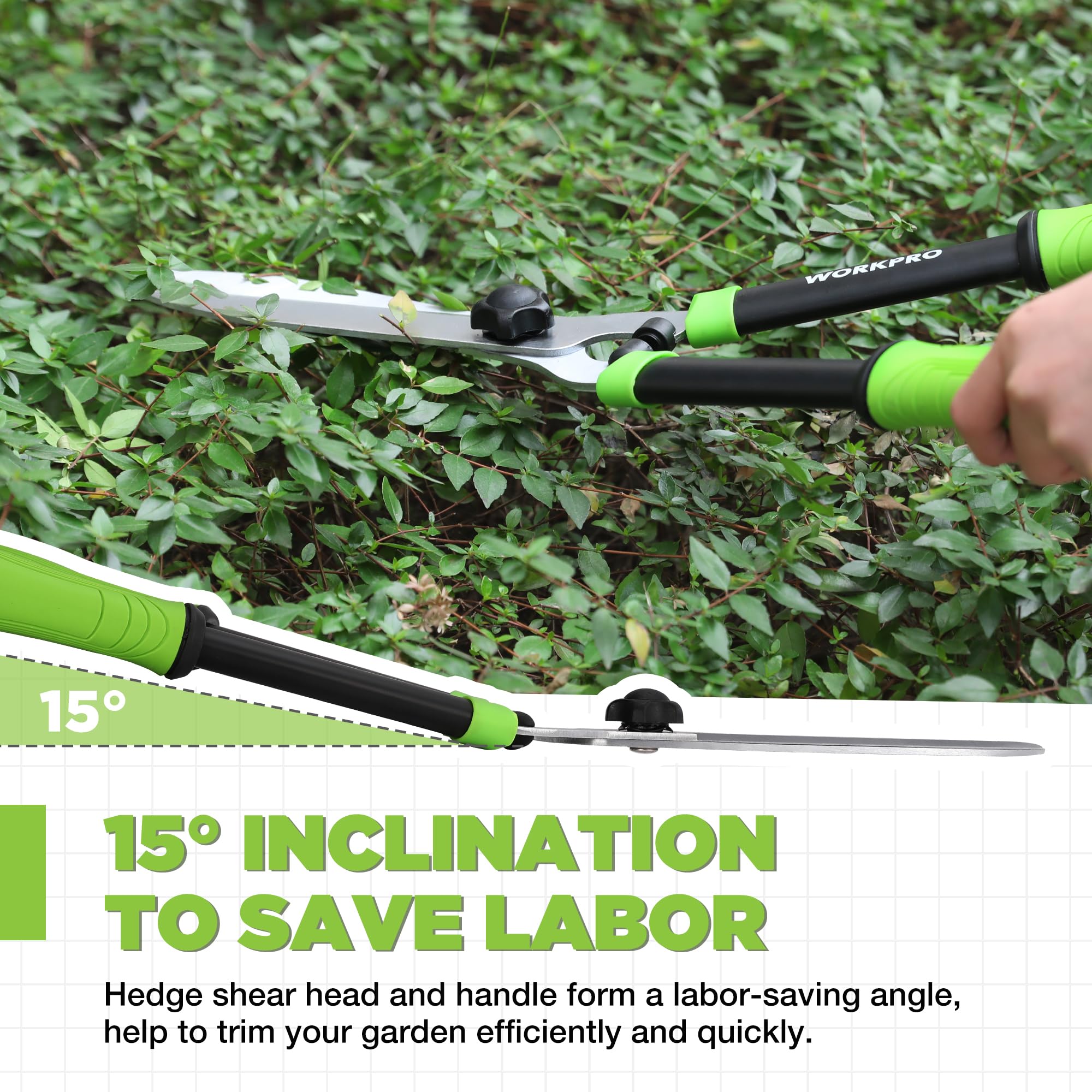 WORKPRO Hedge Shears, 23'' Manual Hedge Trimmers - Image 8