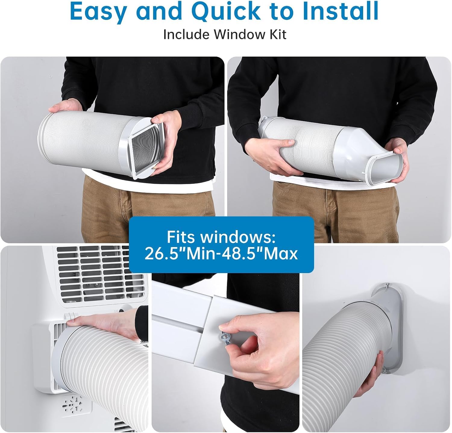 IdealHouse 15000 BTU Portable Air Conditioner - Efficient AC Cooling for Rooms Up to 850 Sq.Ft Comes With Window Vent Kit and Remote Space-Saving Design White - Image 6