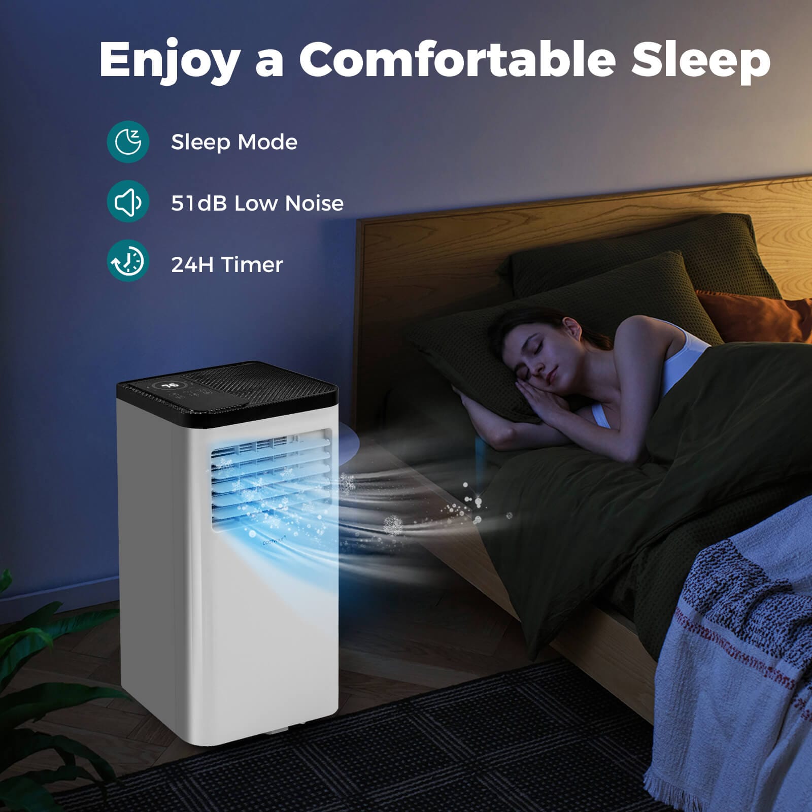 Costway 8000 BTU Portable Air Conditioner with Fan and Dehumidifier Remote Control - Image 7