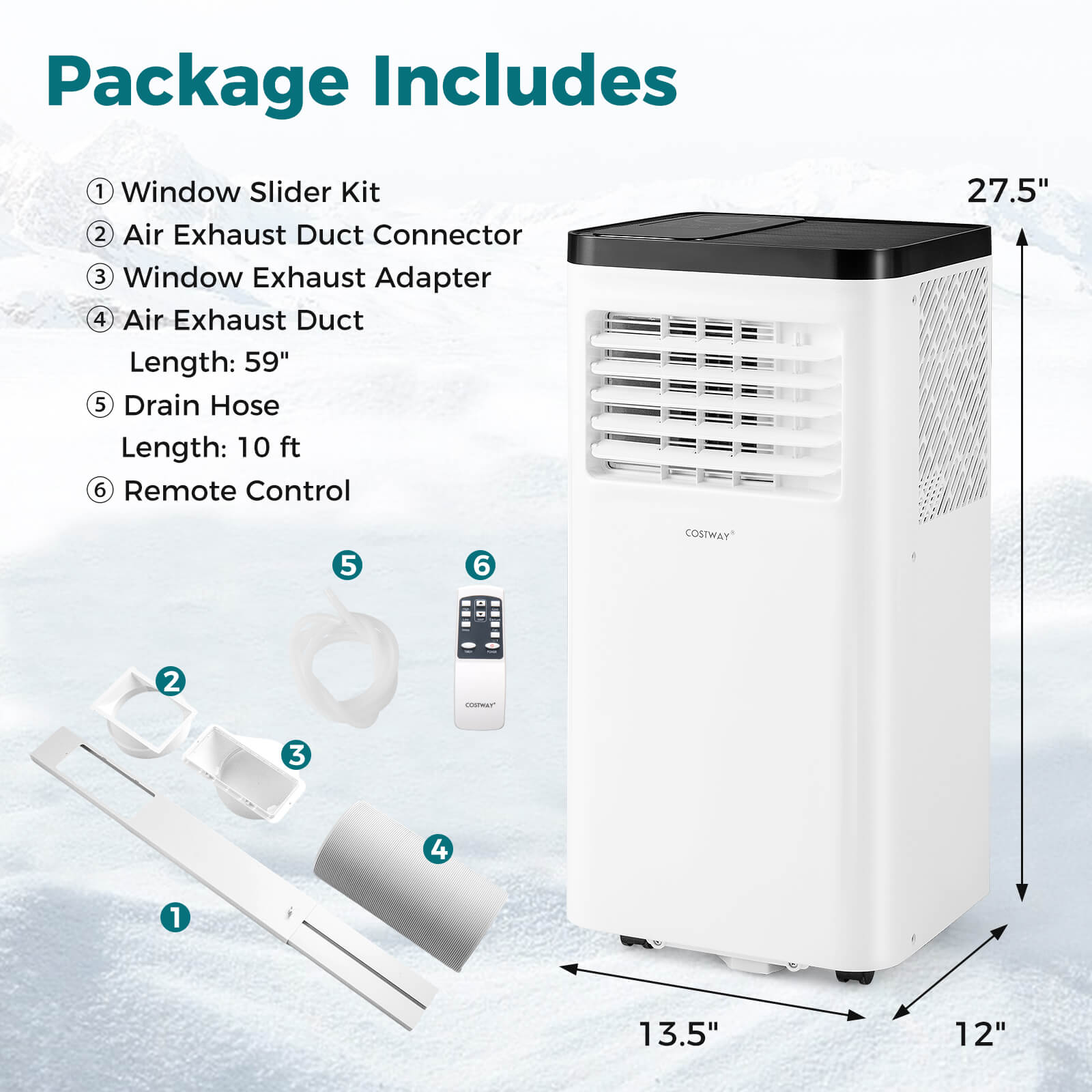 Costway 8000 BTU Portable Air Conditioner with Fan and Dehumidifier Remote Control - Image 3