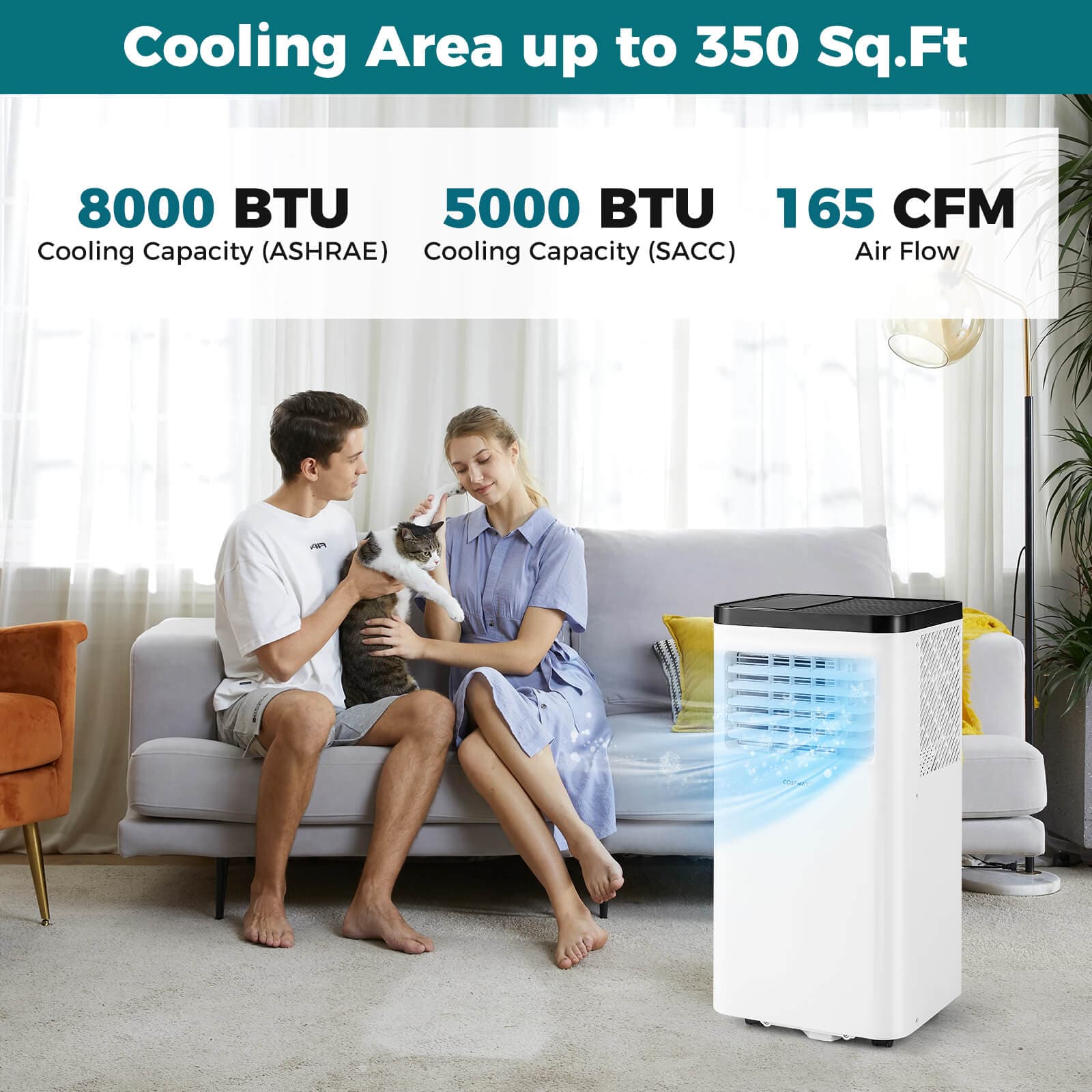 Costway 8000 BTU Portable Air Conditioner with Fan and Dehumidifier Remote Control - Image 10