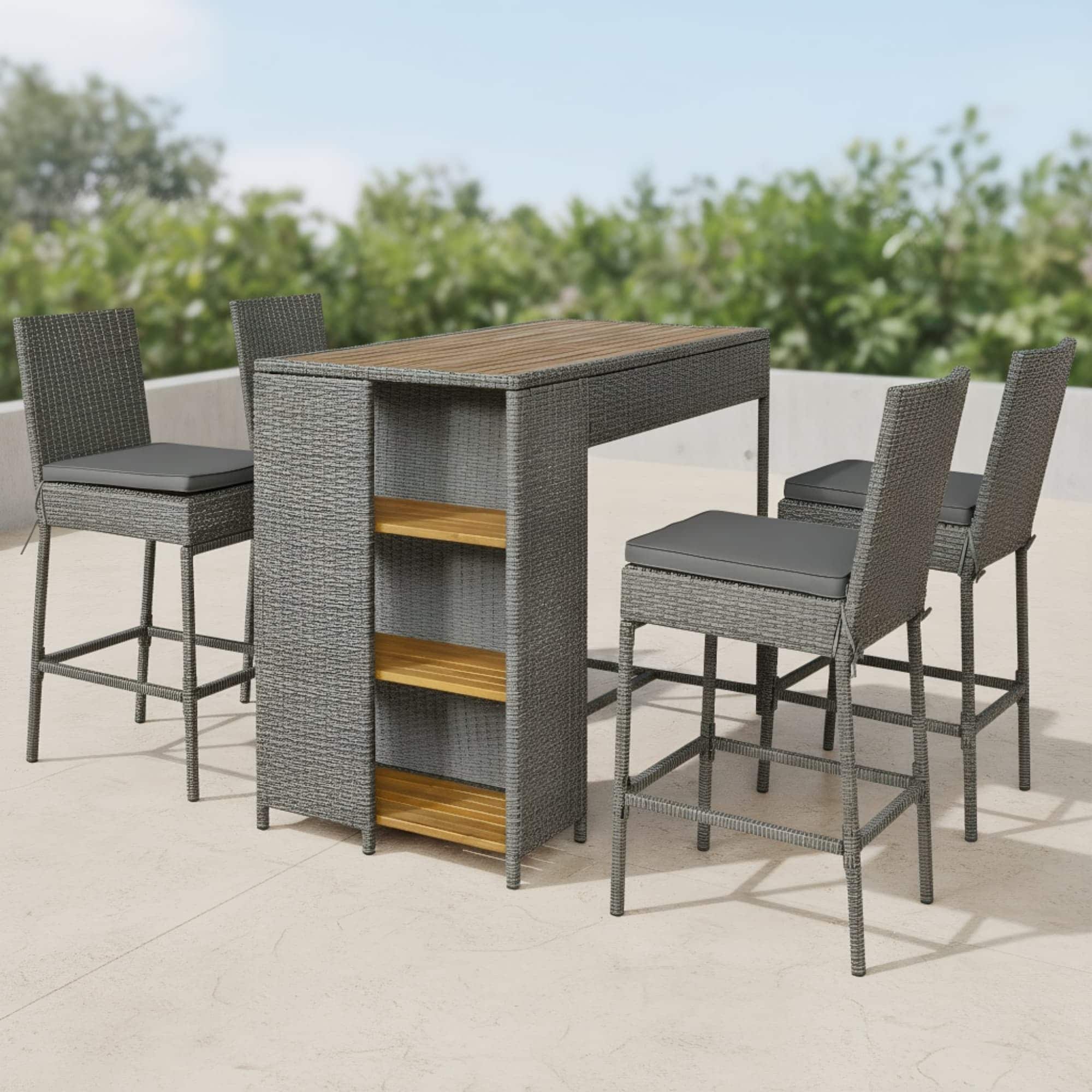Lycvki Patio Conversation Sets 5 -Piece Wicker Beige Patio Conversation Set - Image 3