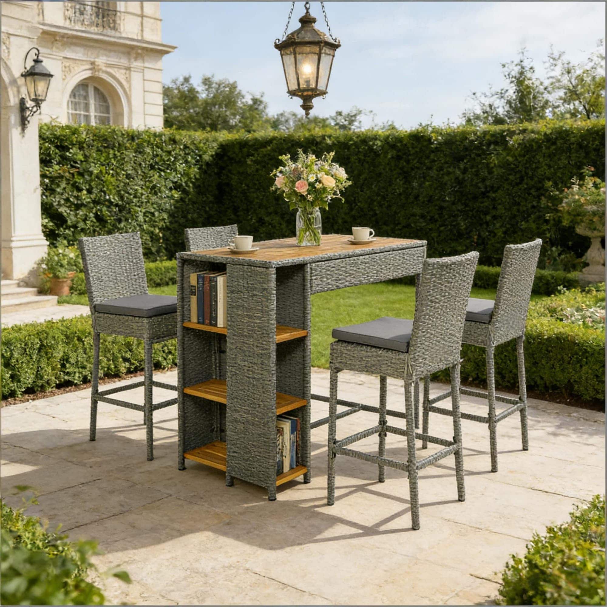 Lycvki Patio Conversation Sets 5 -Piece Wicker Beige Patio Conversation Set - Image 4