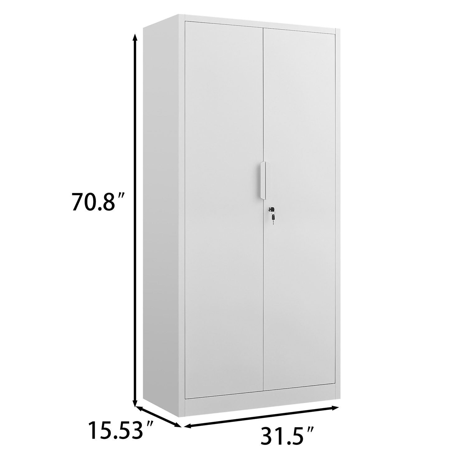 GZMR 70" 2-Door White Metal Pantry Cabinet Contemporary/Modern White Pantry - Image 10