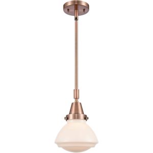 Innovations Lighting  447-1S-AC-G321-LED Franklin Restoration Olean Mini Pendant Antique Copper