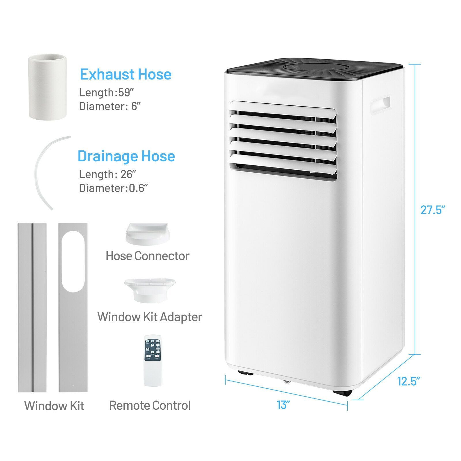 Slickblue 6000 BTU DOE (120V) White Single Hose Portable Air Conditioner for Bedroom Living Room Kitchen Cools 300 Sq Ft - Image 8