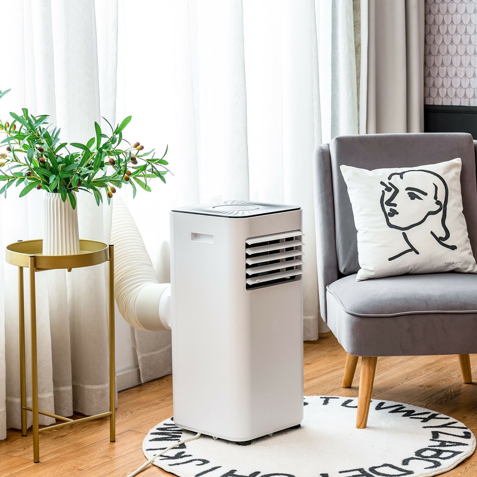 Slickblue 6000 BTU DOE (120V) White Single Hose Portable Air Conditioner for Bedroom Living Room Kitchen Cools 300 Sq Ft - Image 2