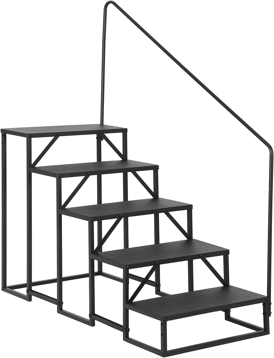 GAOMON Carbon Steel RV Pool Step Handrail- Single Handrail with Yellow Black Tape for RV Camper Pool Ladder 5Steps