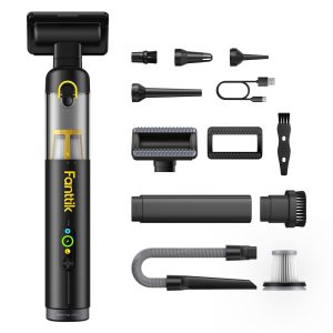 Fanttik Slim V10 APEX Cordless Car Vacuum, 4-in-1 Portable Mini Handheld Vac, Upgraded Smart Digital Display, 19kPa Suction Power, 2 Suction Modes for Small Jobs, Car, Office Desk, Keyboards (Black)