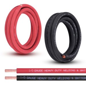 Misopily 1/0 Gauge Battery Cable 10FT Red and 10FT Black Pair Pure Copper OFC Wire Heavy Duty Welding Cable for Automotive Solar Generator Use