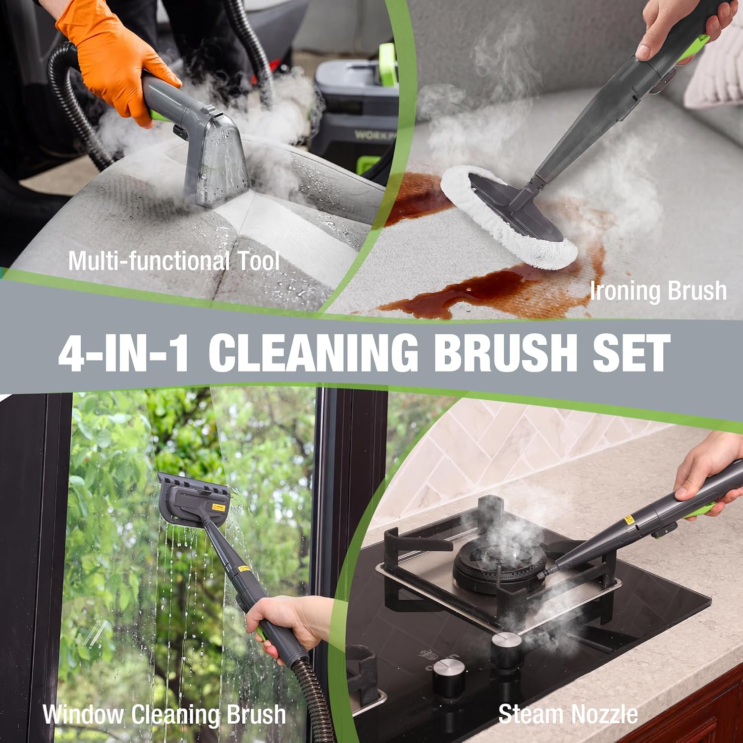 WORKPRO Portable Steam Carpet & Upholstery Cleaner Machine, 16KPa Suction with 4 Cleaning Modes, Spot Cleaner Machine with Heating System and Multi-Function Tools for Sofa, Pet Stains & Car Interior - Image 8
