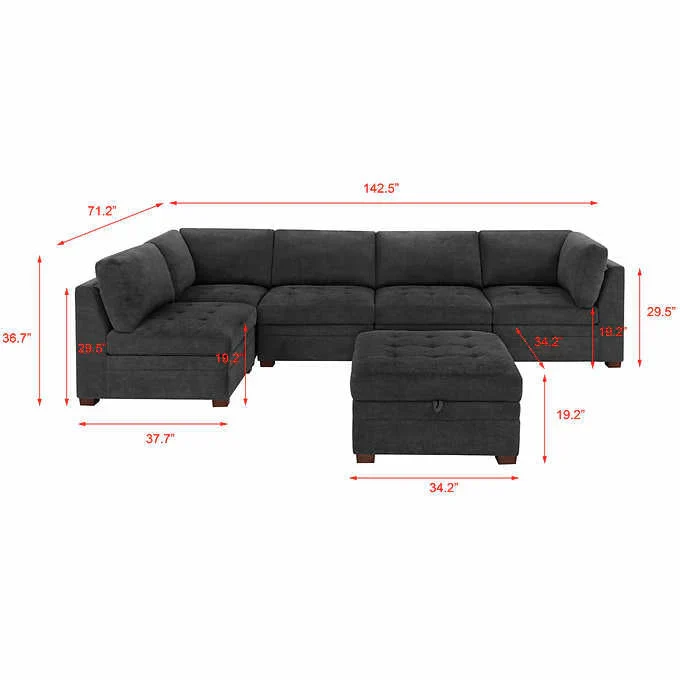 Thomasville Tisdale Fabric Sectional with Storage Ottoman - Image 5