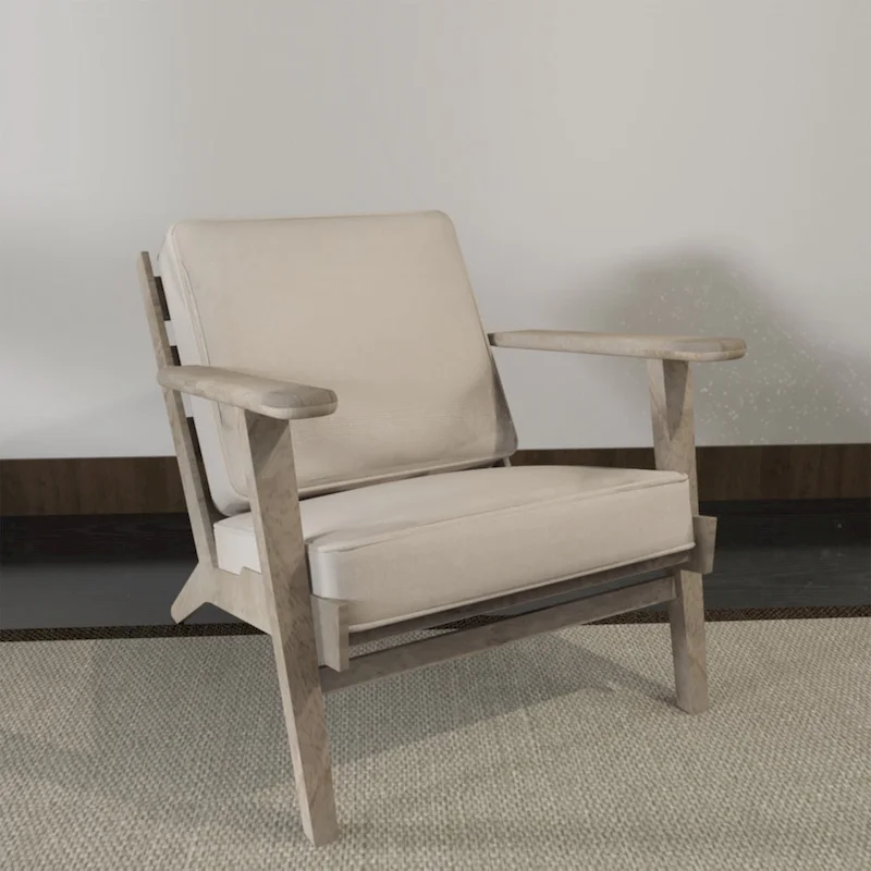 Handcrafted Amber Accent Chair with Slatted Mango Wood, Buffalo Leather Cushions, and Angled Legs - Image 35