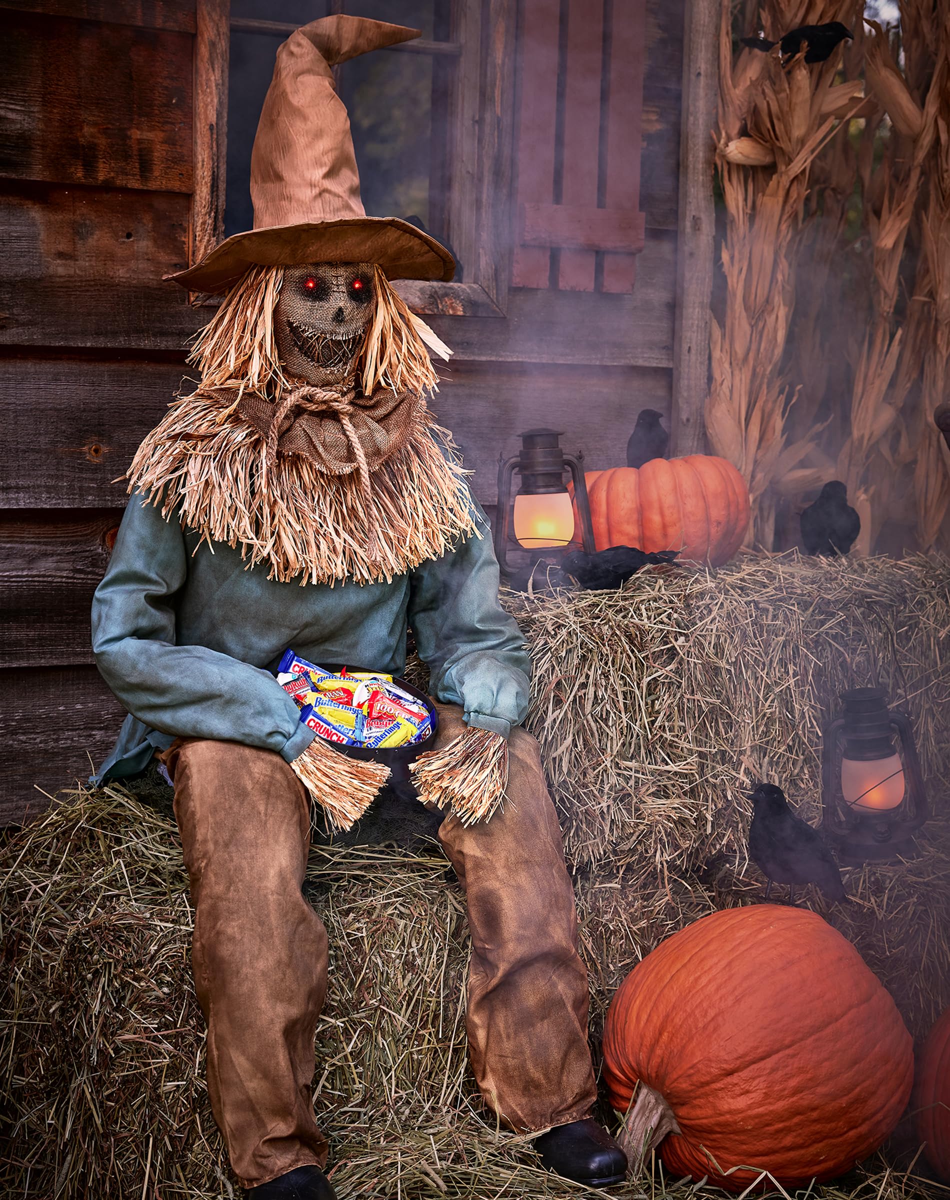 Spirit Halloween 4 Ft 6 In Scary Sitting Scarecrow Animatronic, Multicolor - Image 2