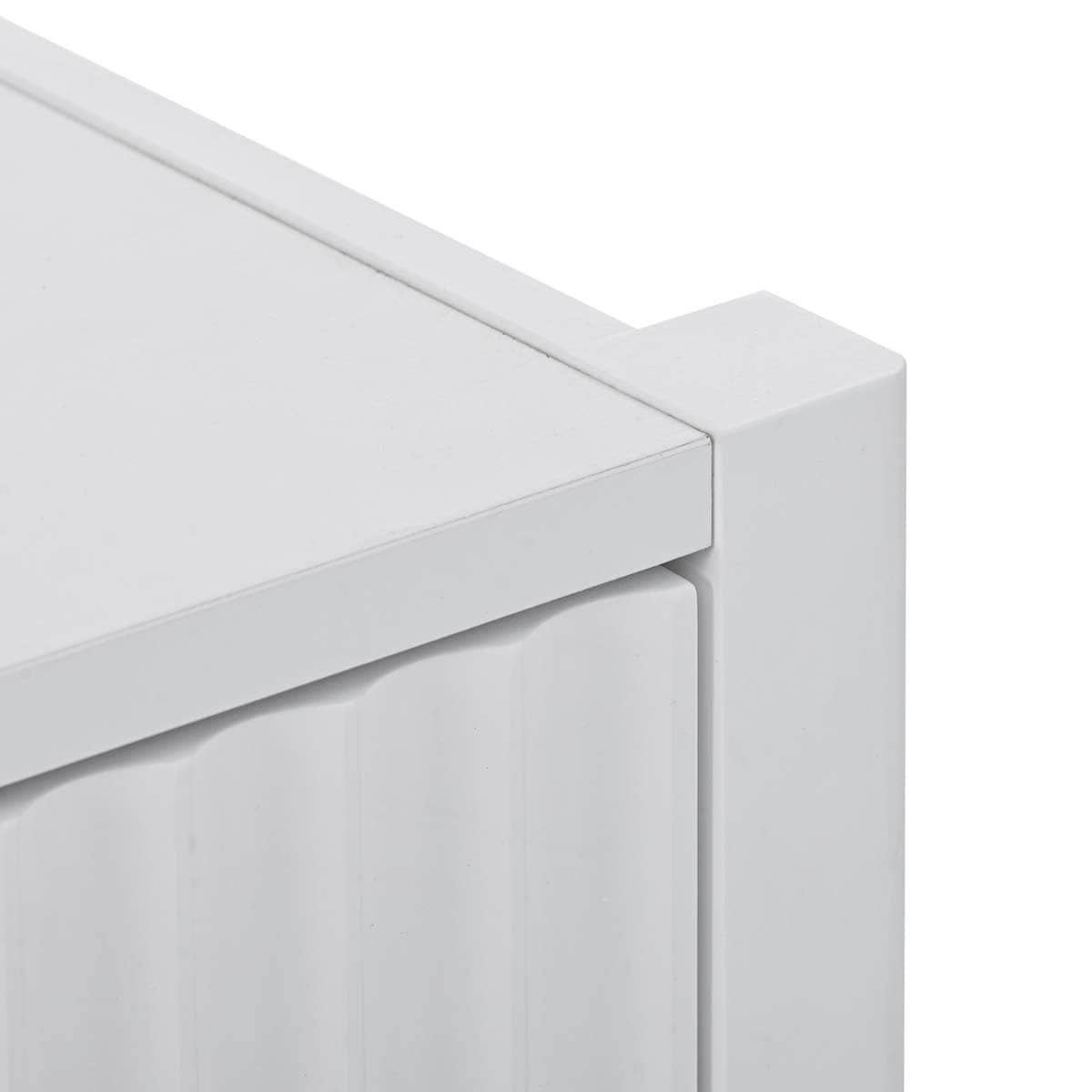 ModernLuxe Assembly Required 61.1inch Modern 4 Vertical Wavy Slatted Doors Sideboard Storage Cabinet With Elegant Design Solid Wood Legs with Painted Metal Handles for Dining Room Living Room Kitchen or Entryway White - Image 17