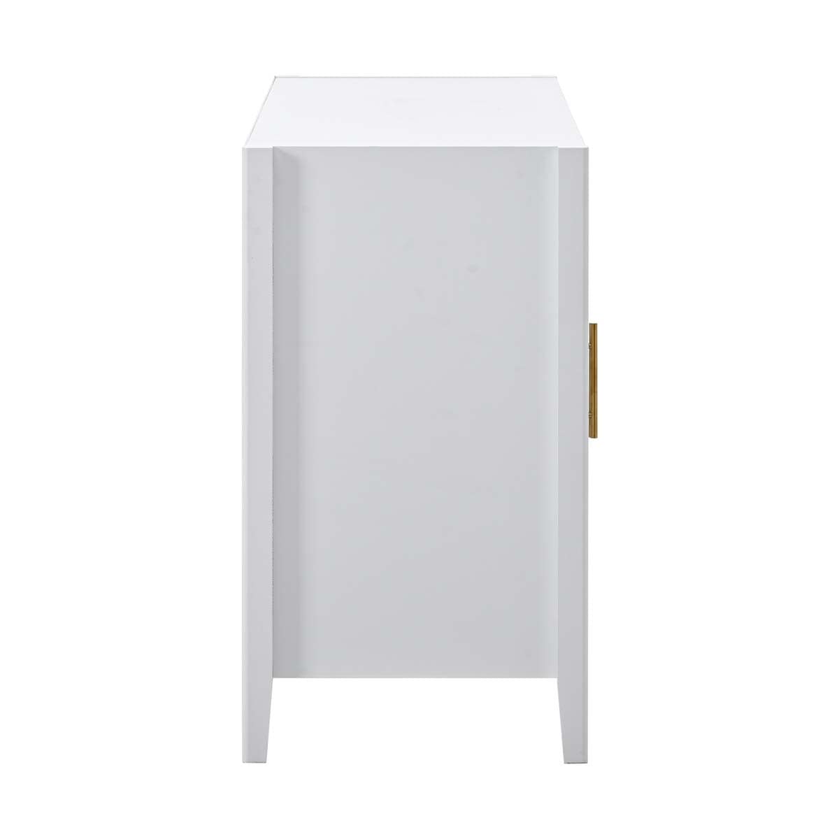 ModernLuxe Assembly Required 61.1inch Modern 4 Vertical Wavy Slatted Doors Sideboard Storage Cabinet With Elegant Design Solid Wood Legs with Painted Metal Handles for Dining Room Living Room Kitchen or Entryway White - Image 13
