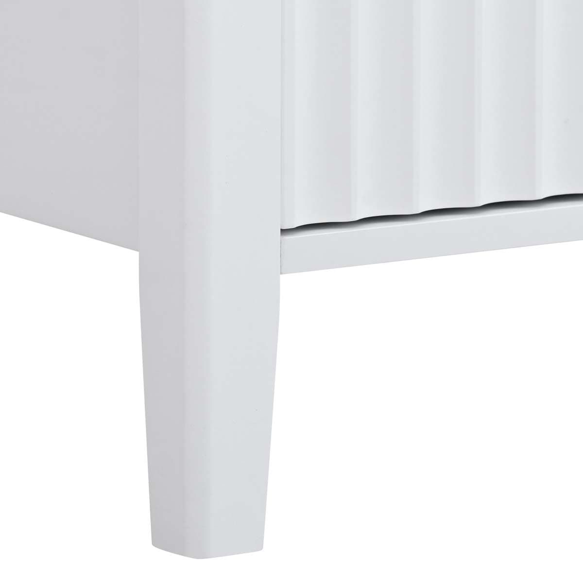 ModernLuxe Assembly Required 61.1inch Modern 4 Vertical Wavy Slatted Doors Sideboard Storage Cabinet With Elegant Design Solid Wood Legs with Painted Metal Handles for Dining Room Living Room Kitchen or Entryway White - Image 16