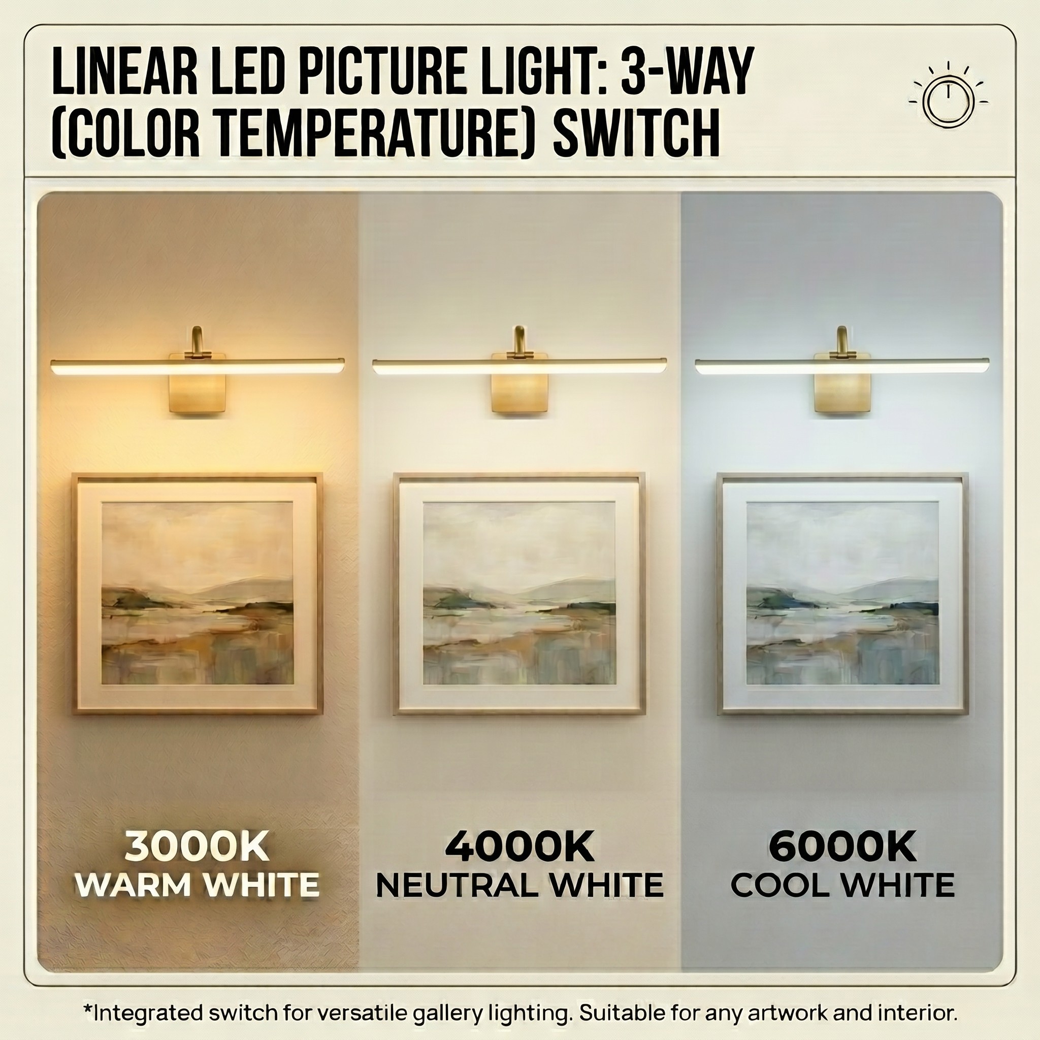 Zicbol 31.5-in 1 Light Brushed Gold Integrated LED Modern/contemporary Bathroom Vanity light bar - Image 5