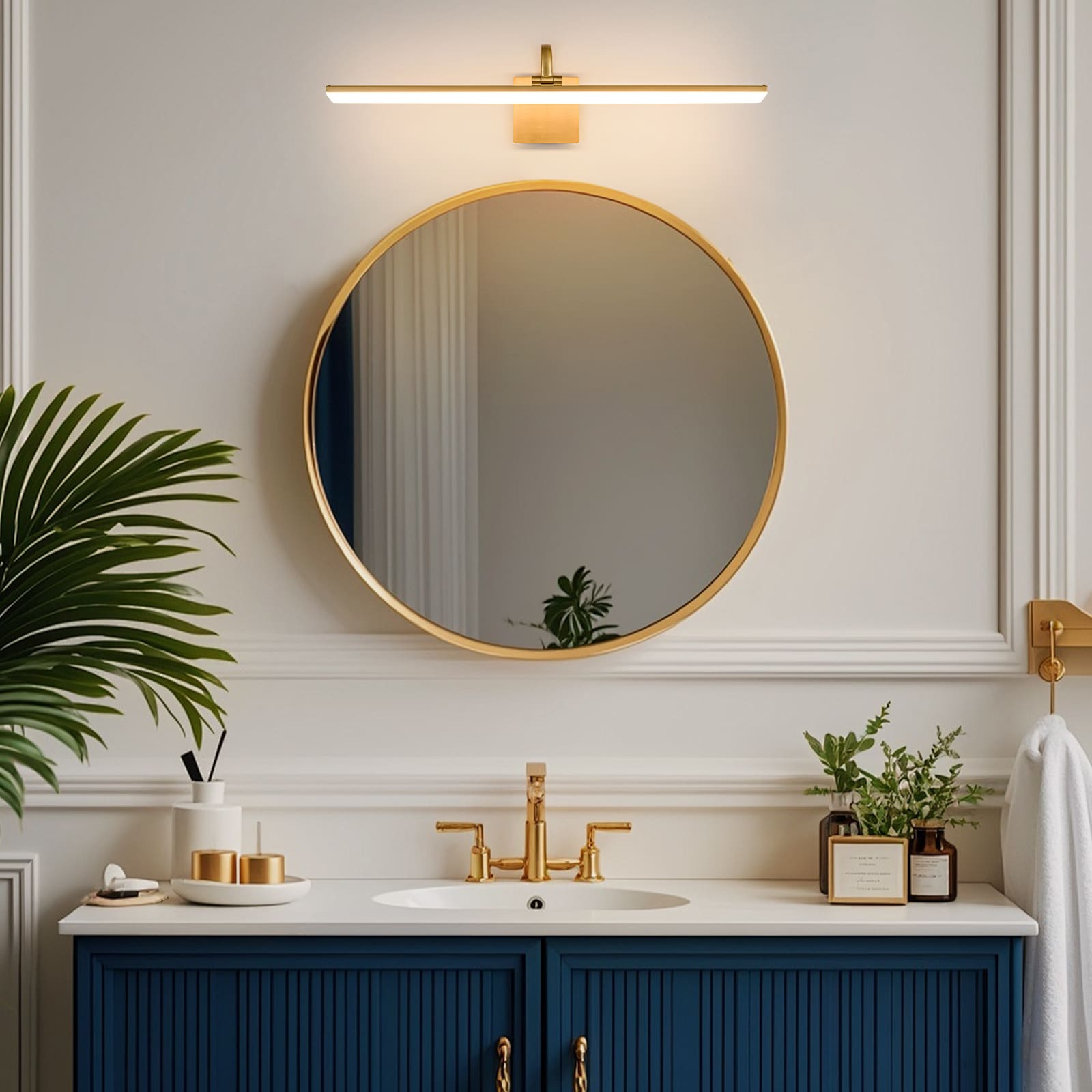 Zicbol 31.5-in 1 Light Brushed Gold Integrated LED Modern/contemporary Bathroom Vanity light bar - Image 2