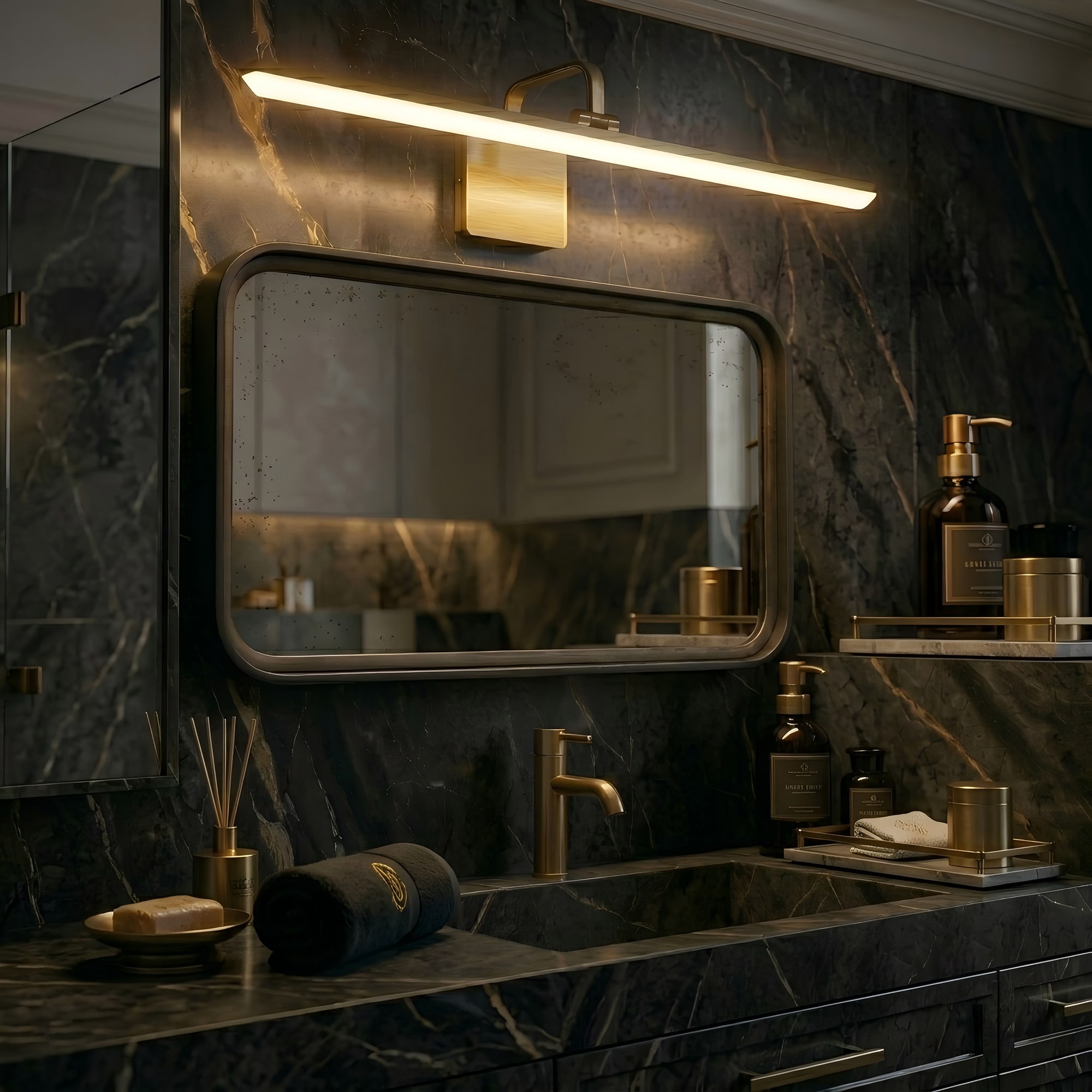 Zicbol 31.5-in 1 Light Brushed Gold Integrated LED Modern/contemporary Bathroom Vanity light bar - Image 4