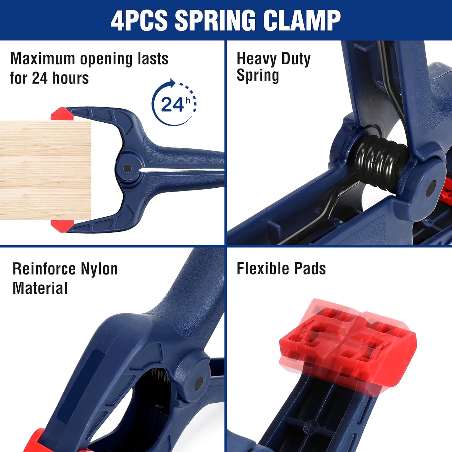 WORKPRO 10-Pack Clamps for Woodworking, 12" & 6" Bar Clamps, 2 Quick-Release Ratcheting Wood Clamps and 4 Spring Clamps, Light Duty F Clamps/Spreader 150 LBS Load Limit - Image 6
