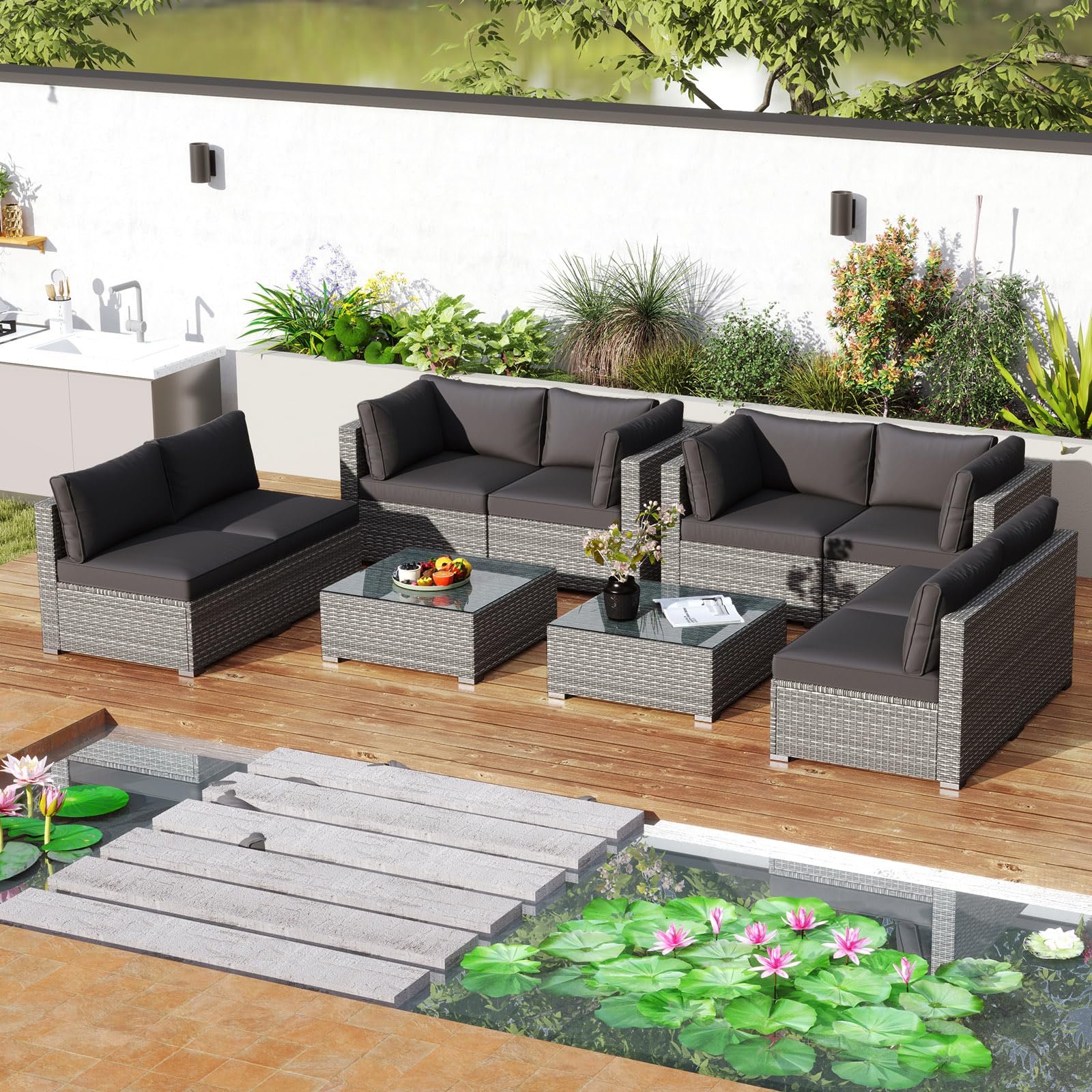 Tangkula 5-Piece Outdoor Patio Sectional Sofa Couch - Image 2