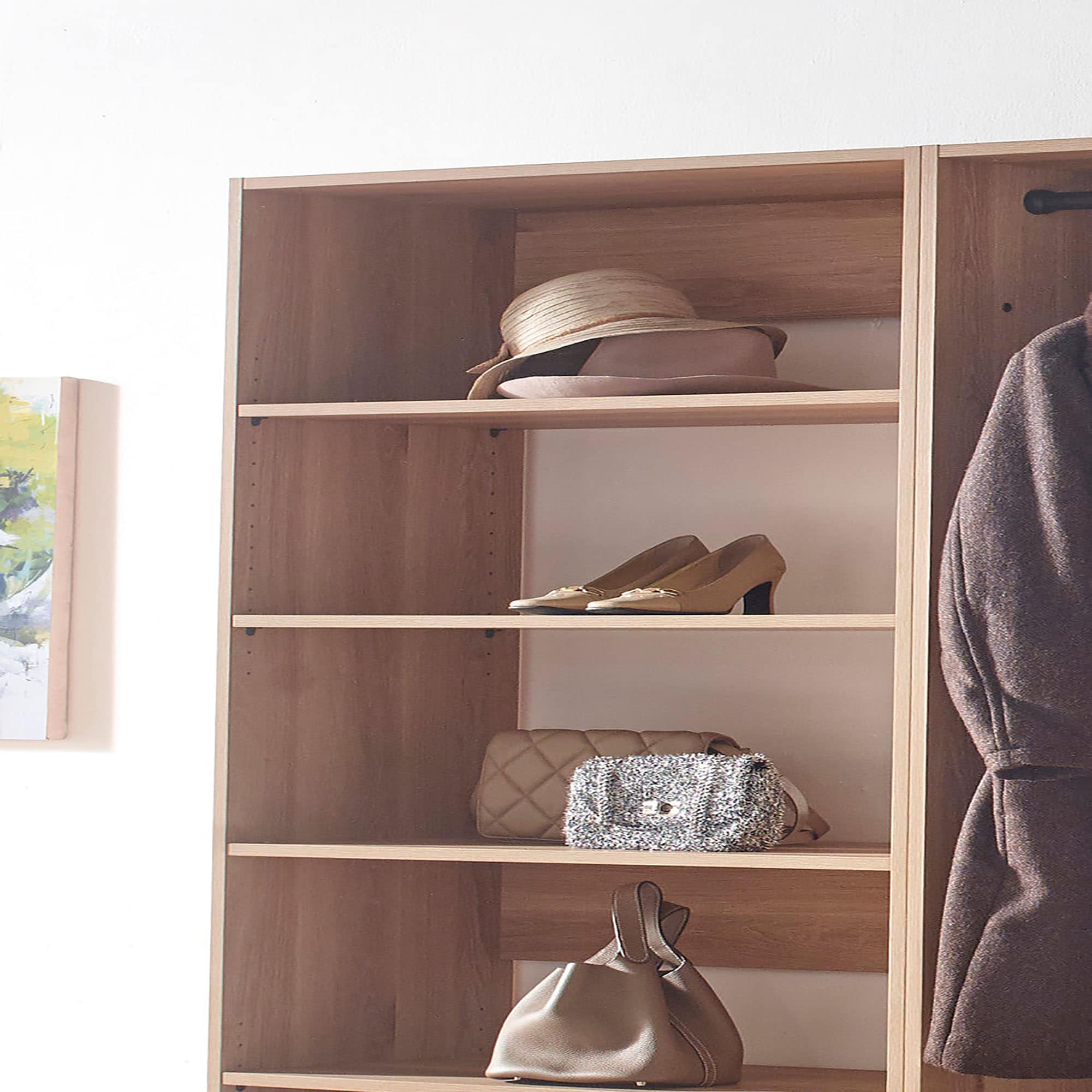 Klair Living Prosper 125.52-in to 125.52-in W Walk-in Portable closet Oak Solid Shelving Wood Closet System - Image 7