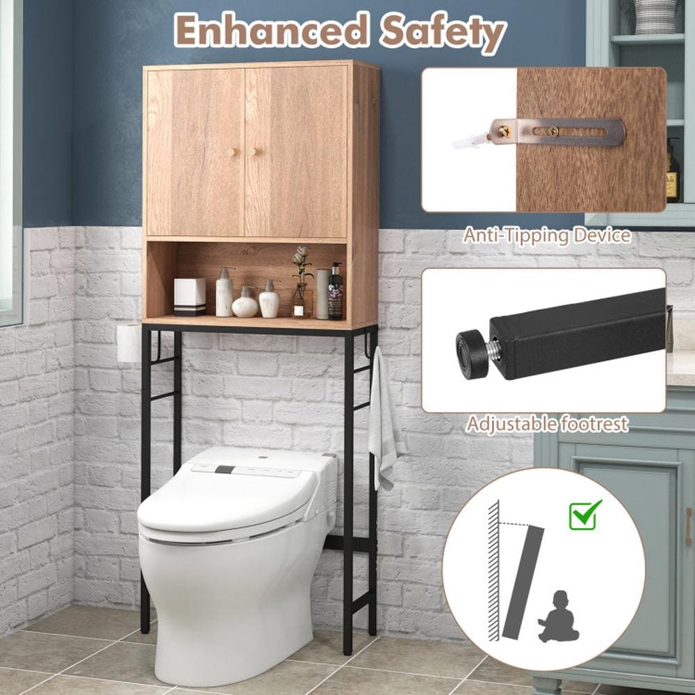 BABOOM 25-in x 65-in x 9-in Over The Toilet Storage Cabinet with 2 Doors and Adjustable Shelf - Image 9