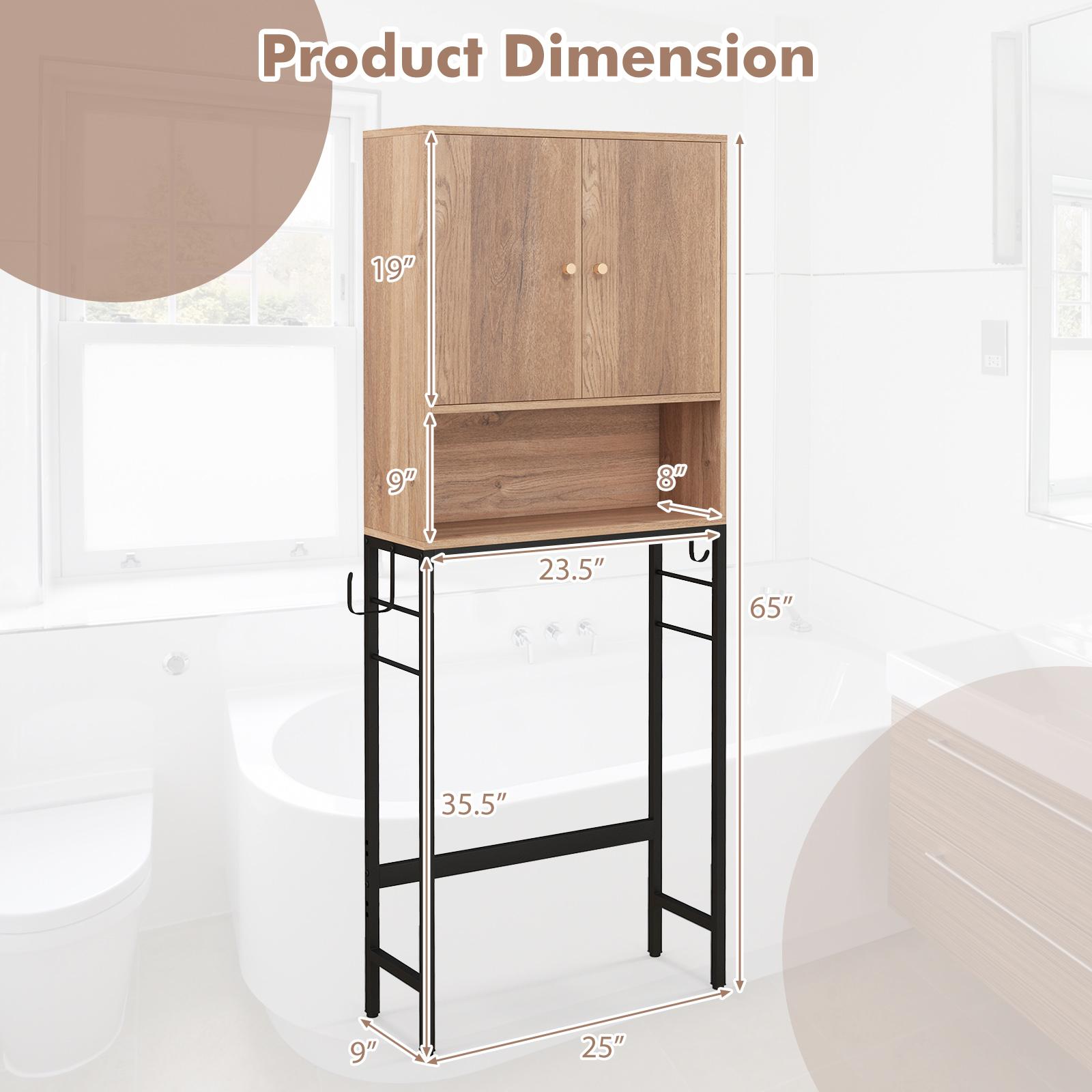 BABOOM 25-in x 65-in x 9-in Over The Toilet Storage Cabinet with 2 Doors and Adjustable Shelf - Image 5