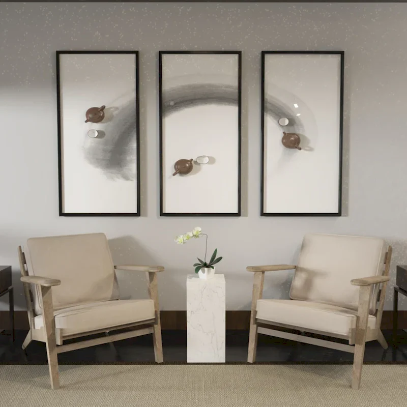 Handcrafted Amber Accent Chair with Slatted Mango Wood, Buffalo Leather Cushions, and Angled Legs - Image 36